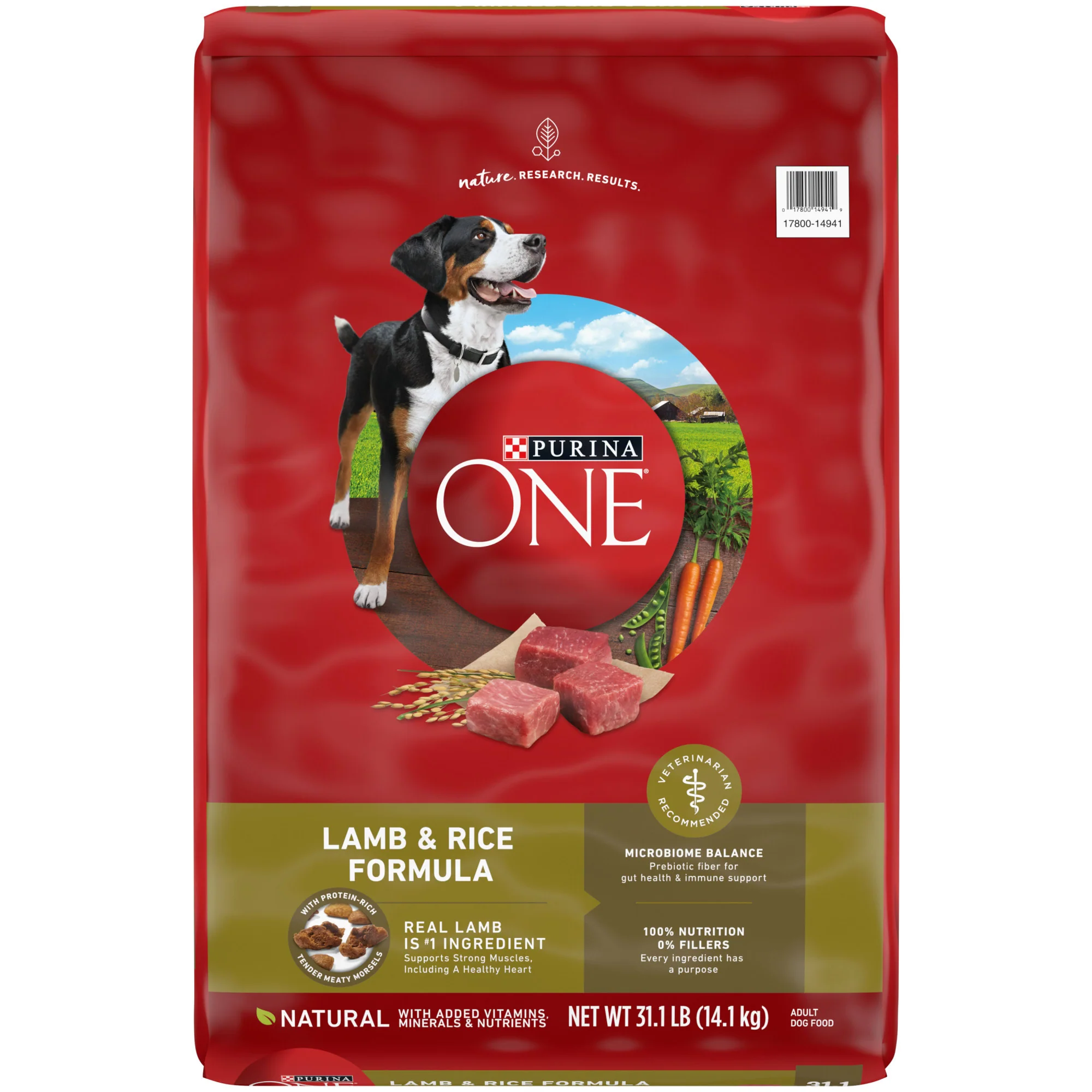 Purina ONE Lamb and Rice With Vitamins  Minerals and Nutrients Dry Natural Dog Food With Glucosamine for Dogs  31.1 lb. Bag - Image 1