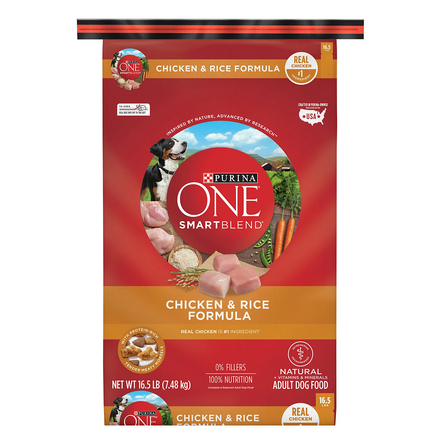 Purina ONE Natural Dry Dog Food  SmartBlend Chicken & Rice Formula  16.5 lb. Bag - Image 1