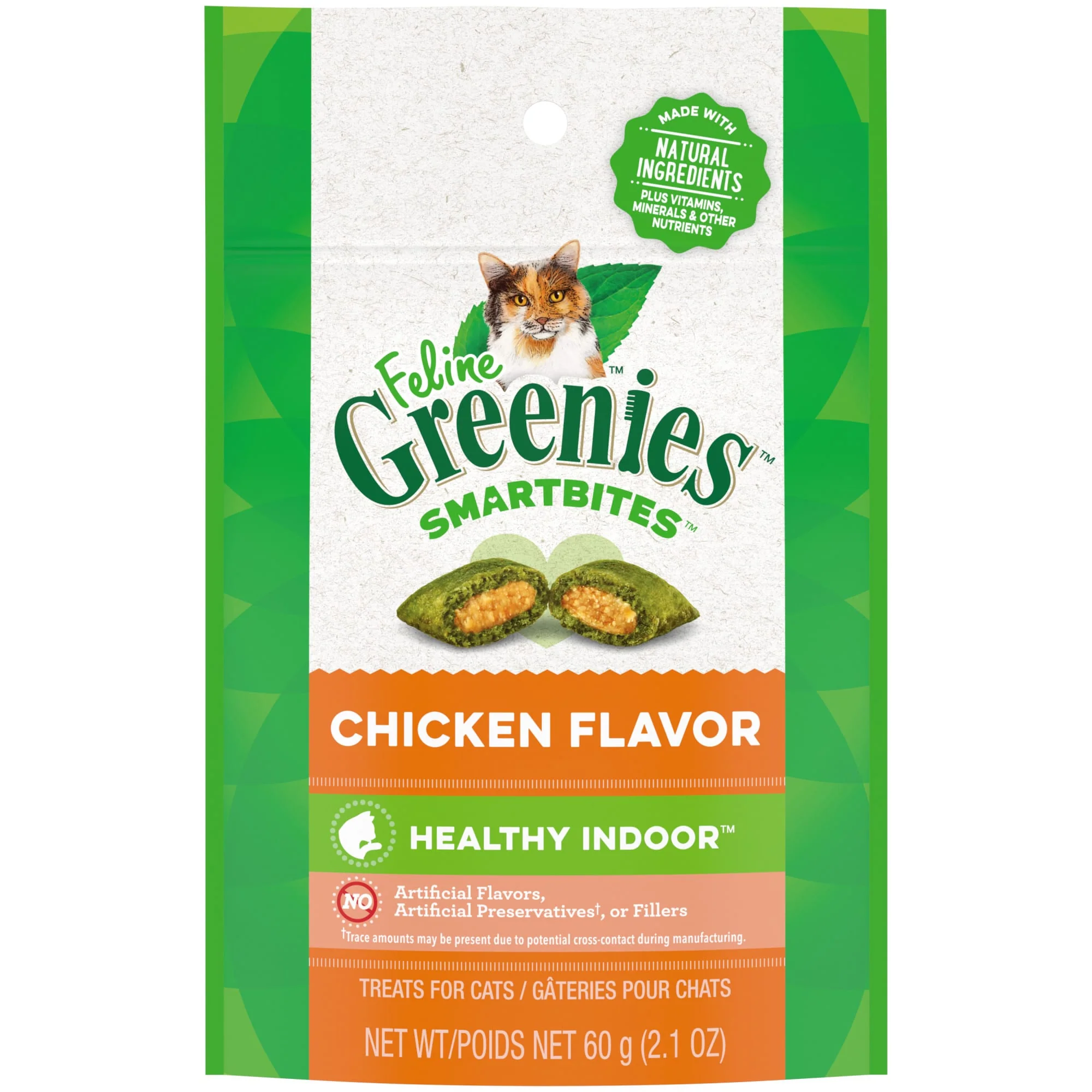 Greenies Smartbites Chicken Flavor Crunchy Soft Treat for Cat  2.1 oz. - Image 1