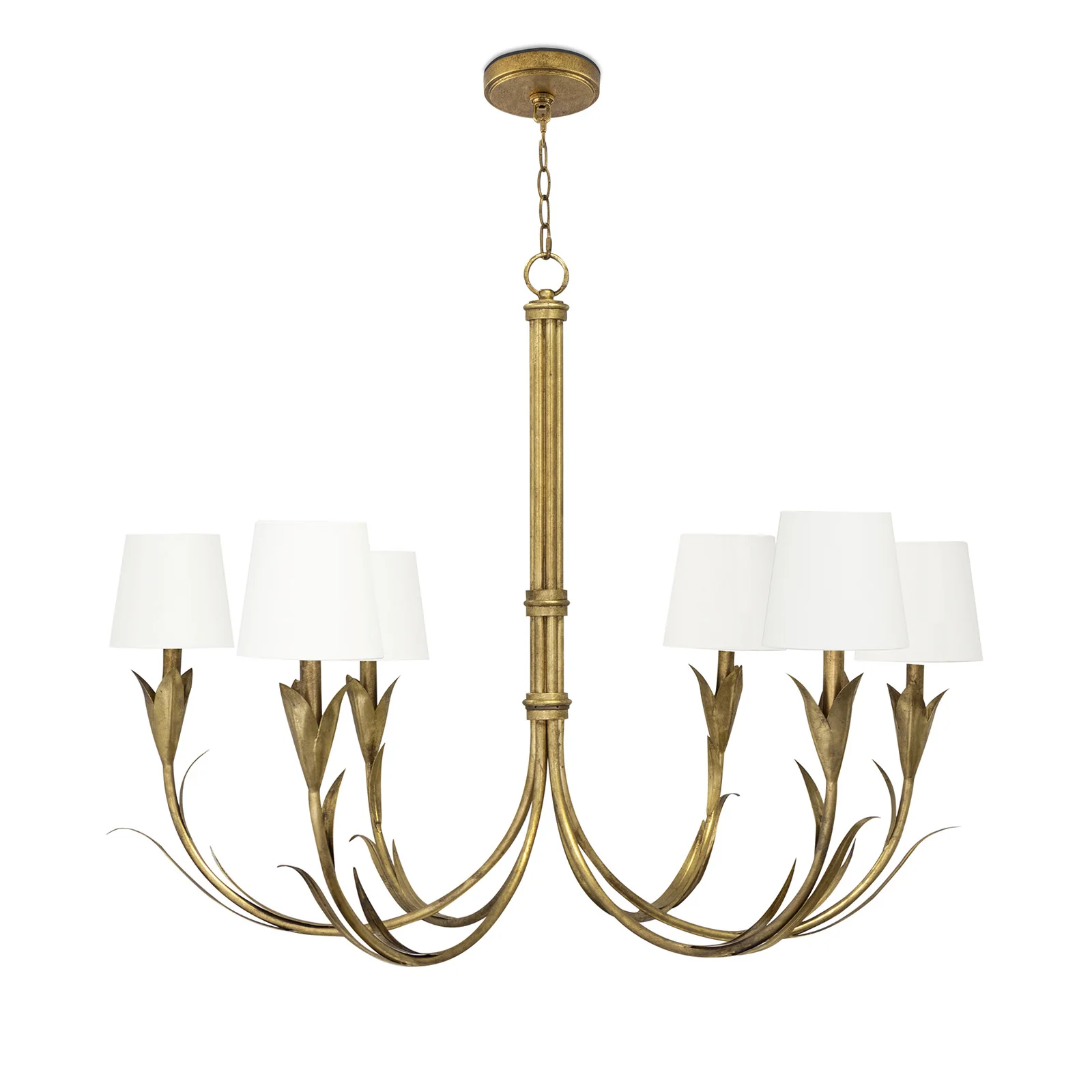 River Reed Chandelier, Antique Gold Leaf - Image 1