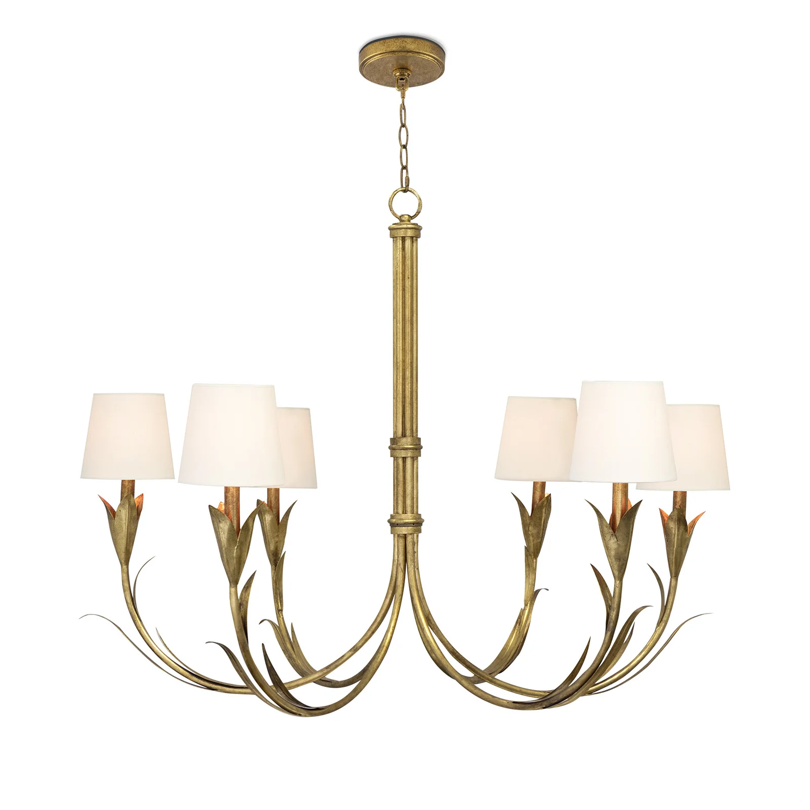 River Reed Chandelier, Antique Gold Leaf - Image 2