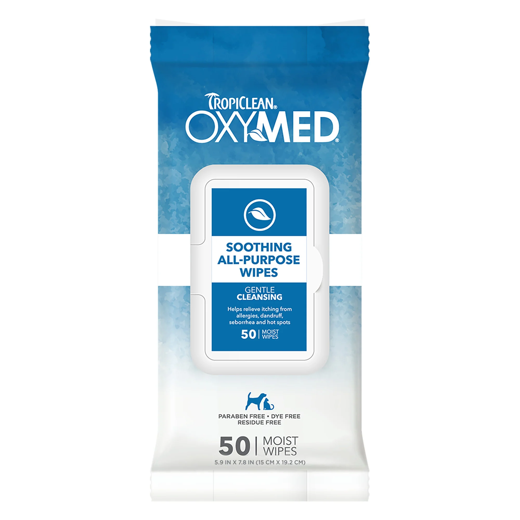 TropiClean OxyMed Soothing Relief Wipes for Pets, 50ct - Image 1