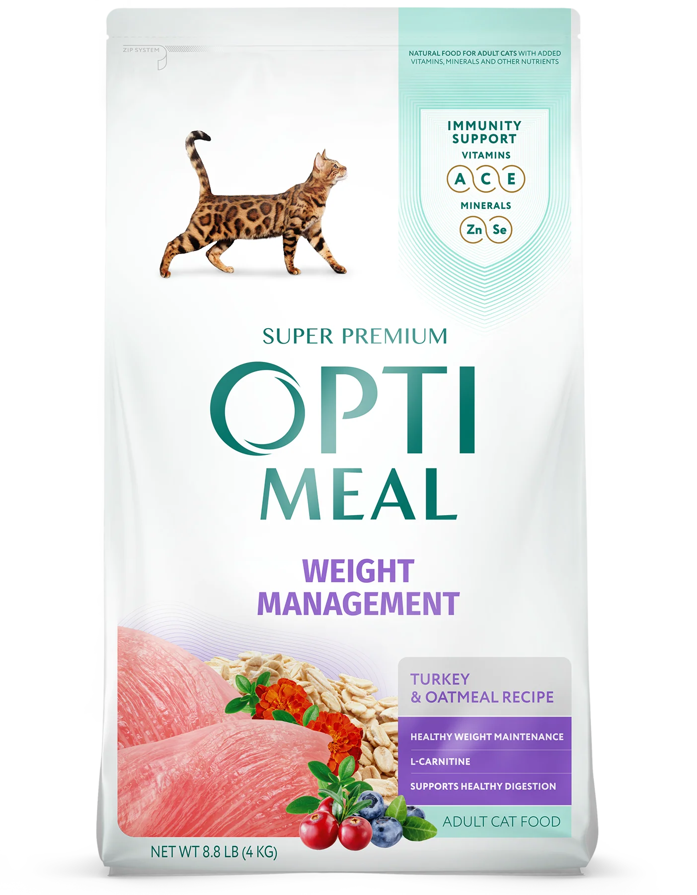 Optimeal Dry Cat Food 3.3lb Weight Control Turket Barley - Image 1