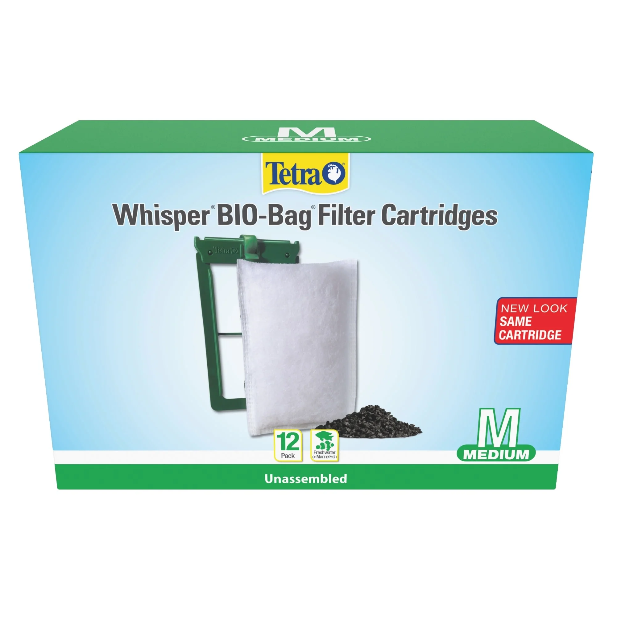 Tetra Whisper Bio-Bag Disposable Filter Cartridges for Aquariums  12 Count  Medium  Unassembled - Image 1