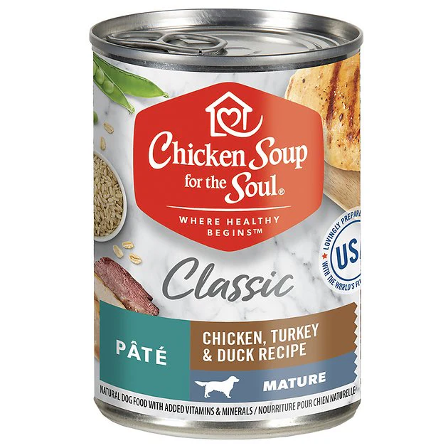 Chicken Soup for the Soul Chicken  Duck & Turkey Flavor Pate Wet Dog Food for Mature Dogs   13 oz. Cans - Image 1