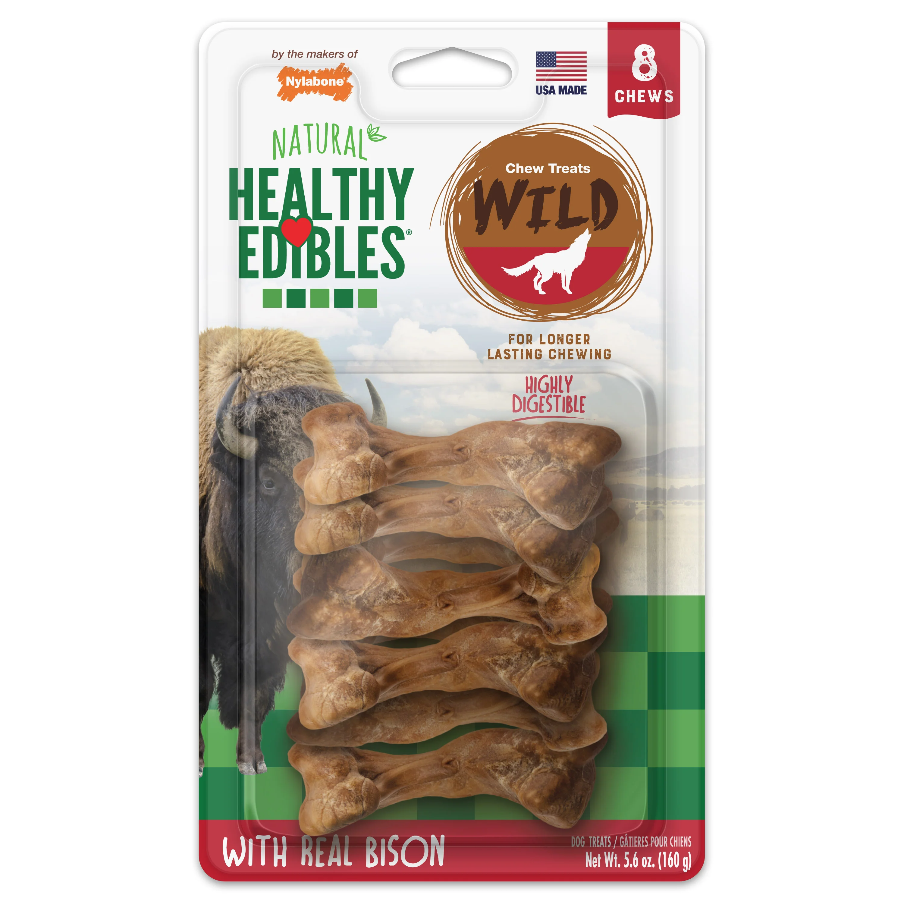 Nylabone Healthy Edibles WILD Natural Long Lasting Bison Dog Chew Treats Small/Regular - Image 1