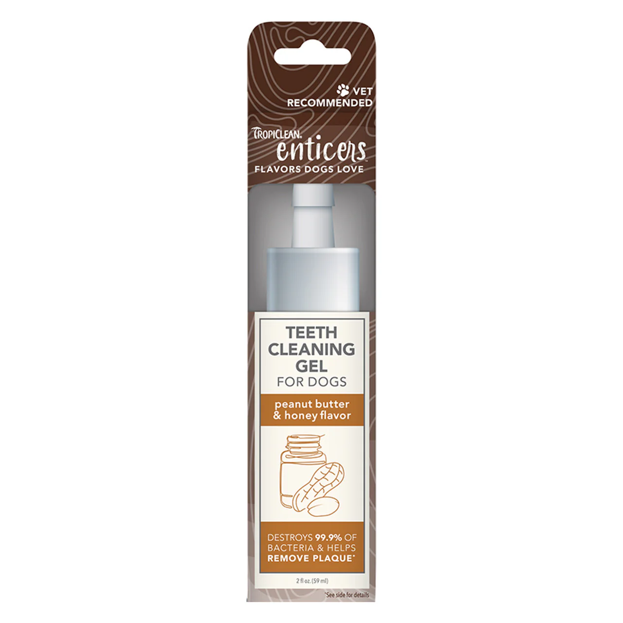 TropiClean Enticers Teeth Cleaning Gel for Dogs - Peanut Butter & Honey Flavor, 2oz - Image 1