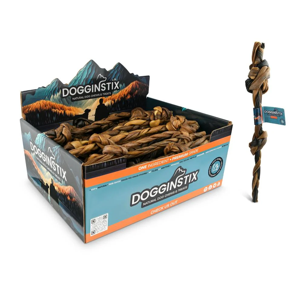 Dogginstix Braided Lamb Collagen Double Knots 12in Single - Image 1