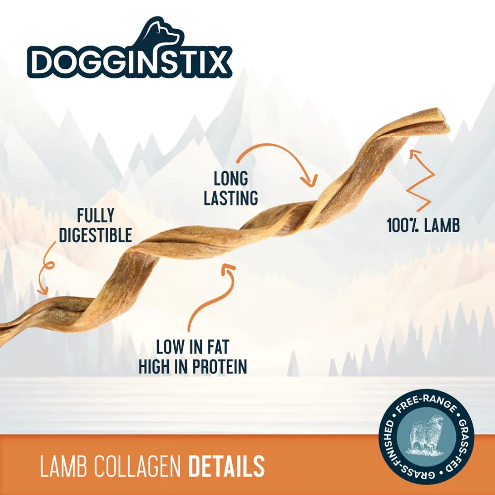 Dogginstix Dog Treat 12in Lamb Twist - Image 1