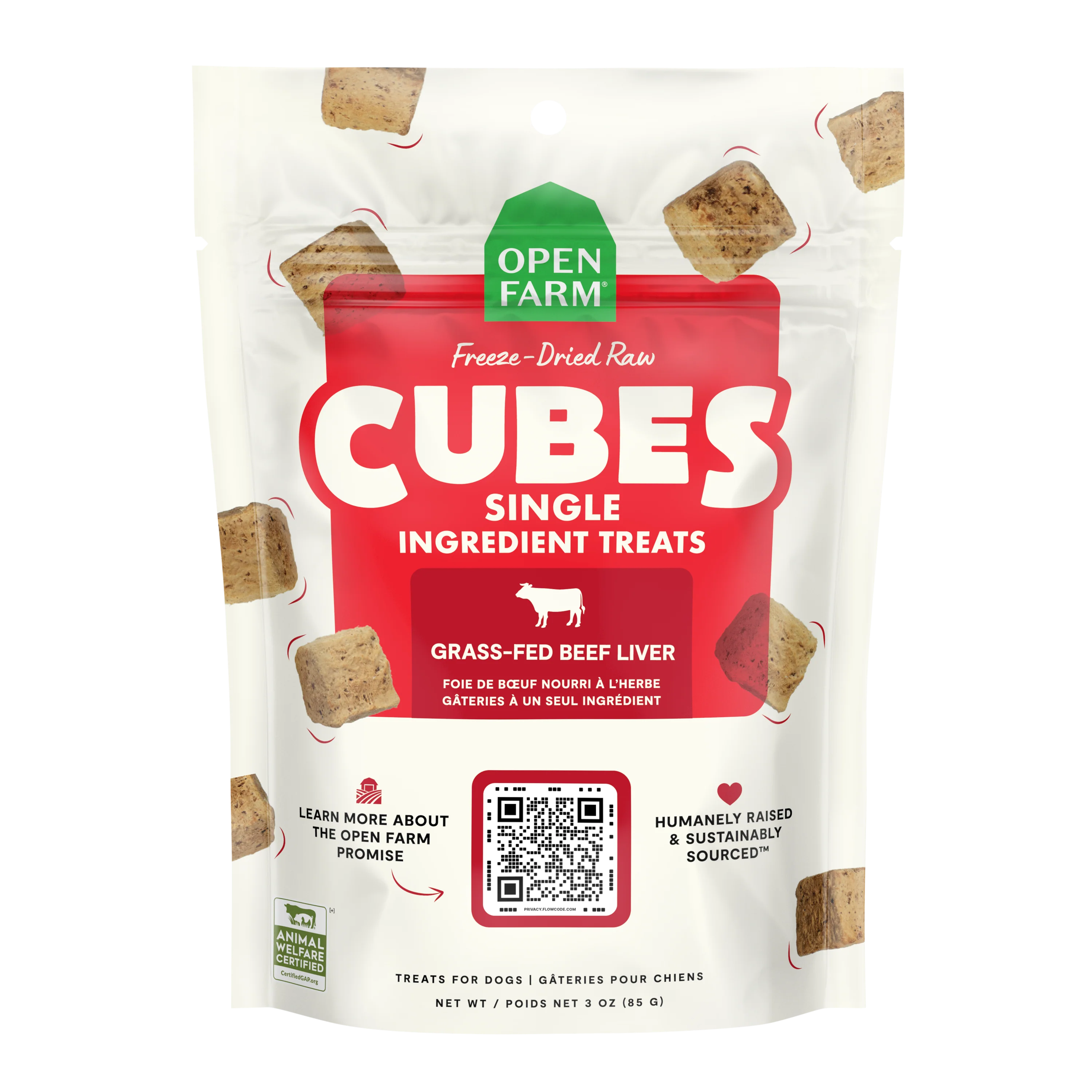 Open Farm Cubes Beef Liver Single Ingredient Treats For Dogs 3oz Bag