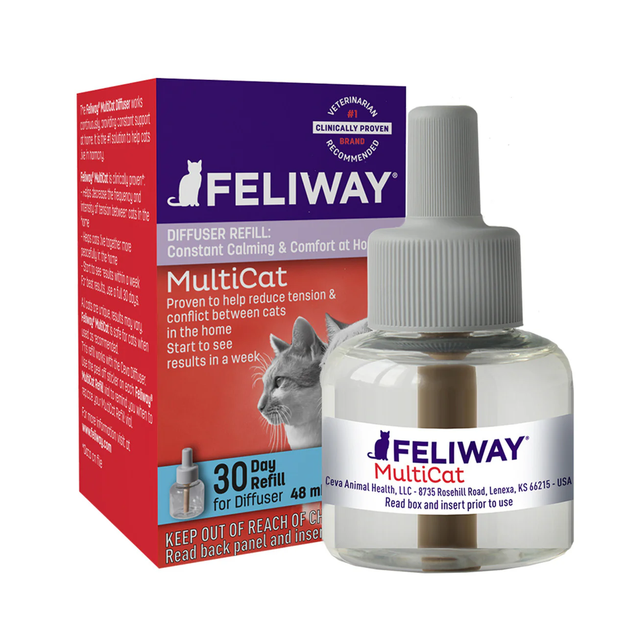 Feliway MultiCat Calming Pheromone 30 Day Diffuser Refill - Image 1