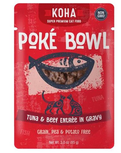 Koha Poke Bowl Tuna & Beef Entree Wet Cat Food 3oz pouch - Image 1