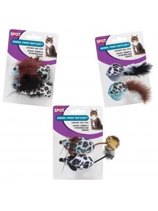 Spot Ethical Pet Cat Toy Animal Print Rattle With Catnip 2Pk Assorted - Image 1