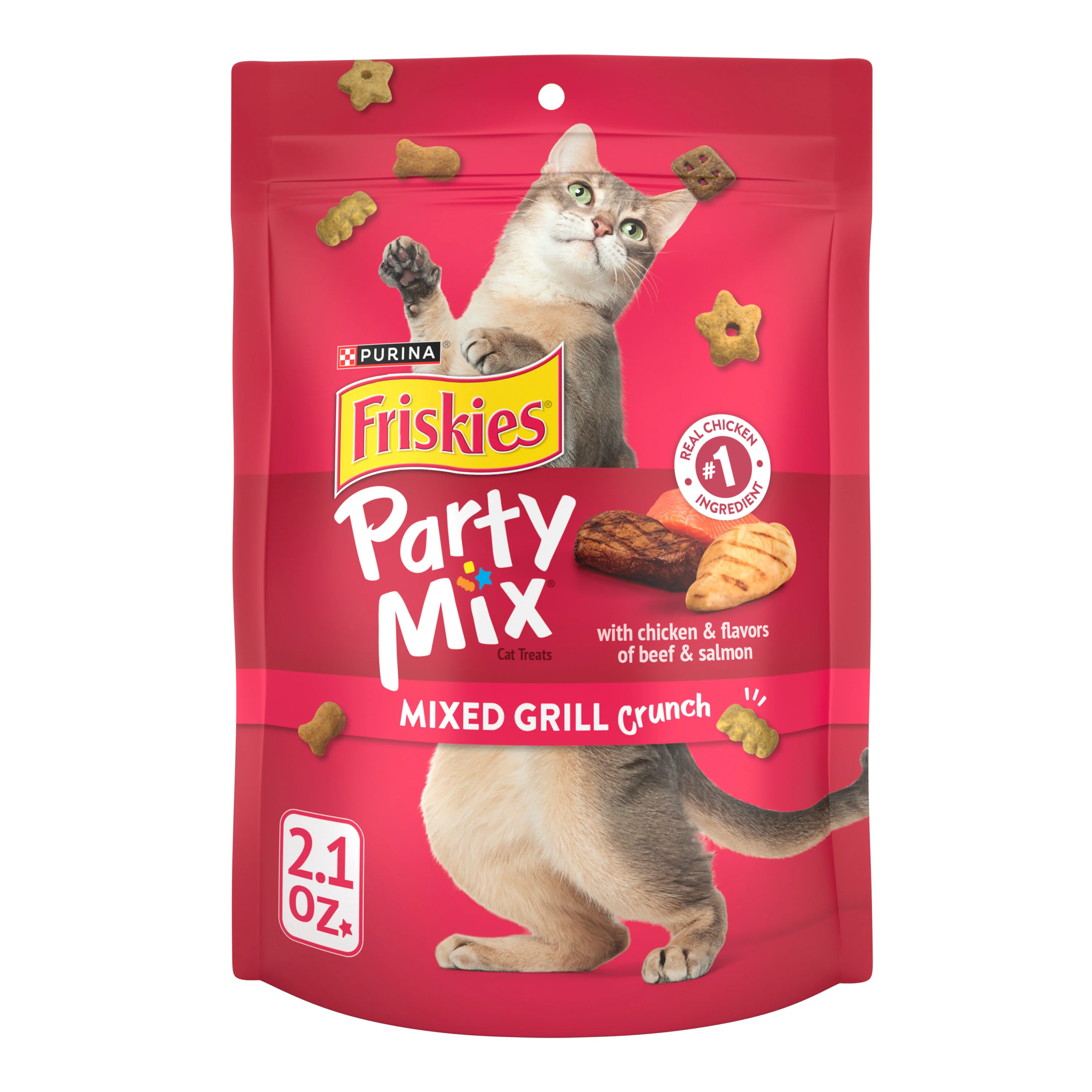 Purina Friskies Cat Treats, Party Mix Mixed Grill Crunch 2.1oz - Image 1