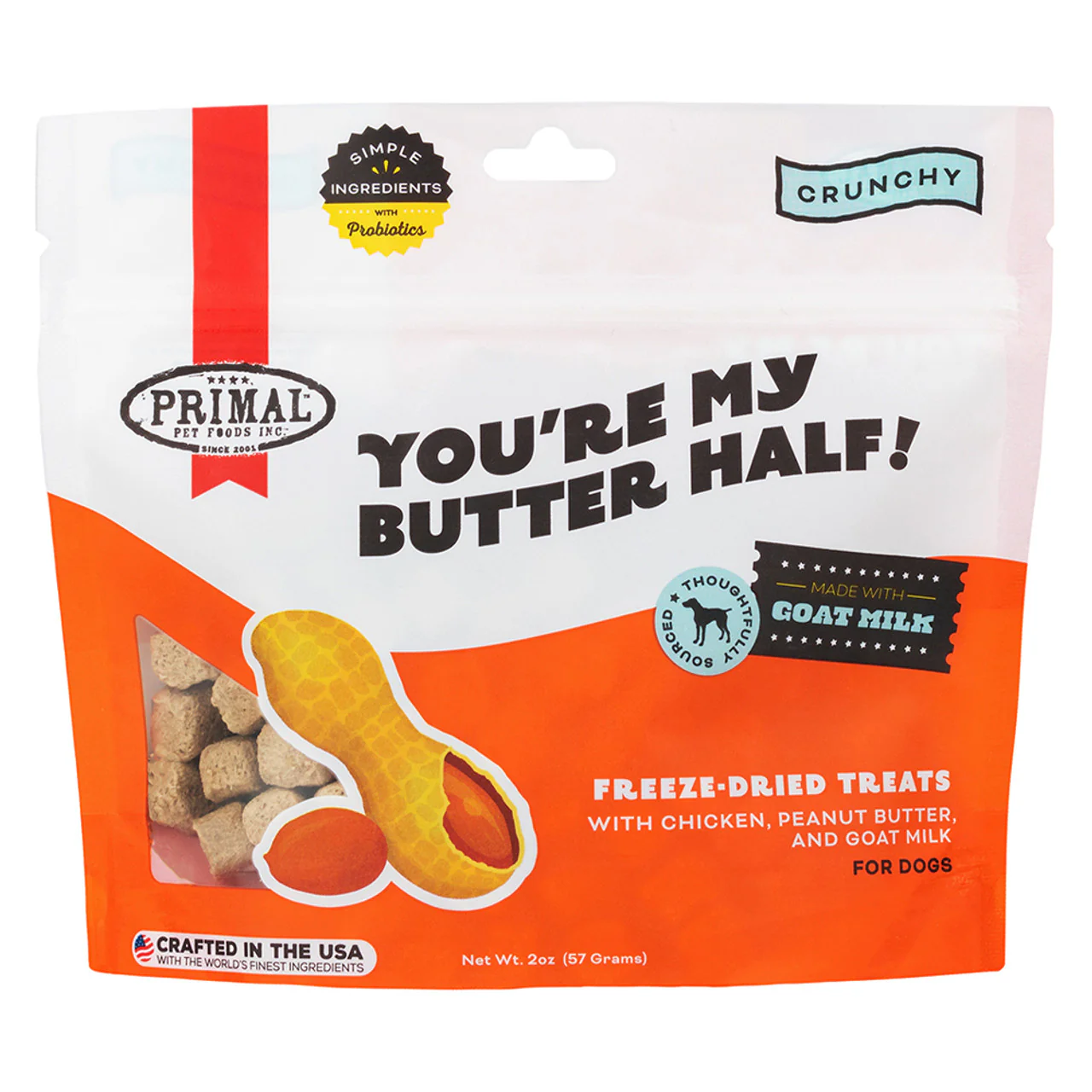 Primal Freeze Dried Chicken & Peanut Butter Dog Treats with Goat Milk, Youre My Butter Half Natural Treats, 2 oz - Image 1