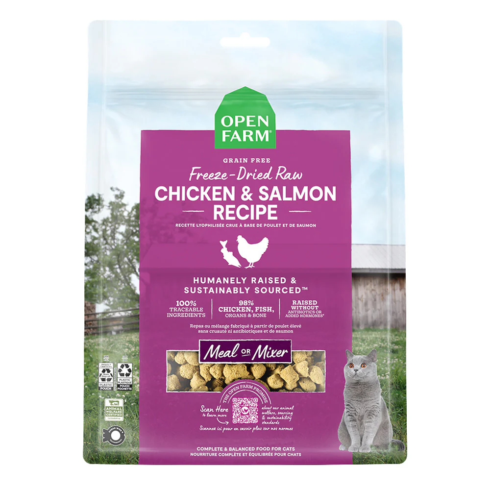 Open Farm Freeze Dried Cat Food, Chicken & Salmon Recipe, 3.5oz Bag