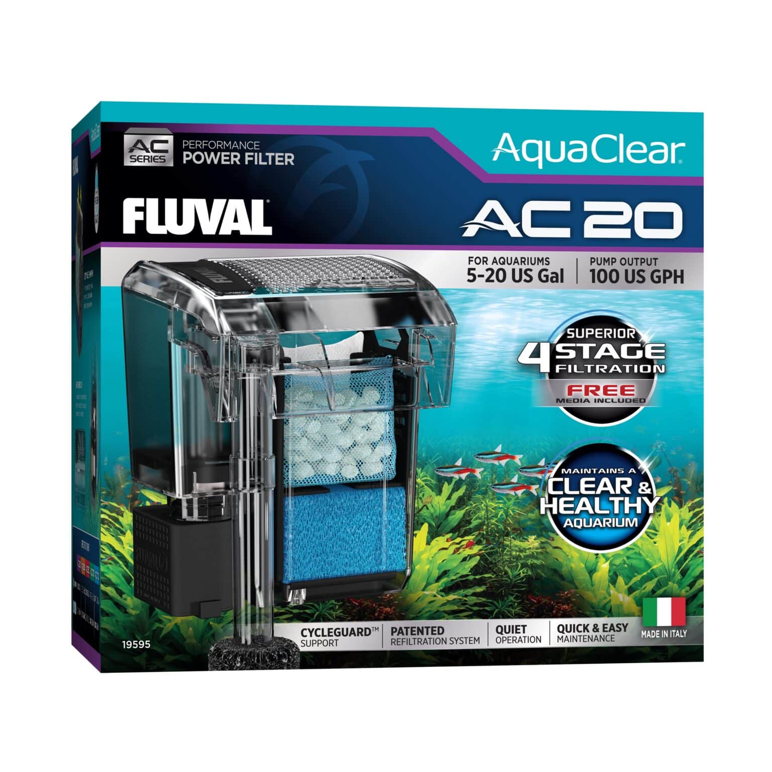 Hagen Fluval Aquaclear AC20 Power Filter, 5-20 US Gal - Image 1