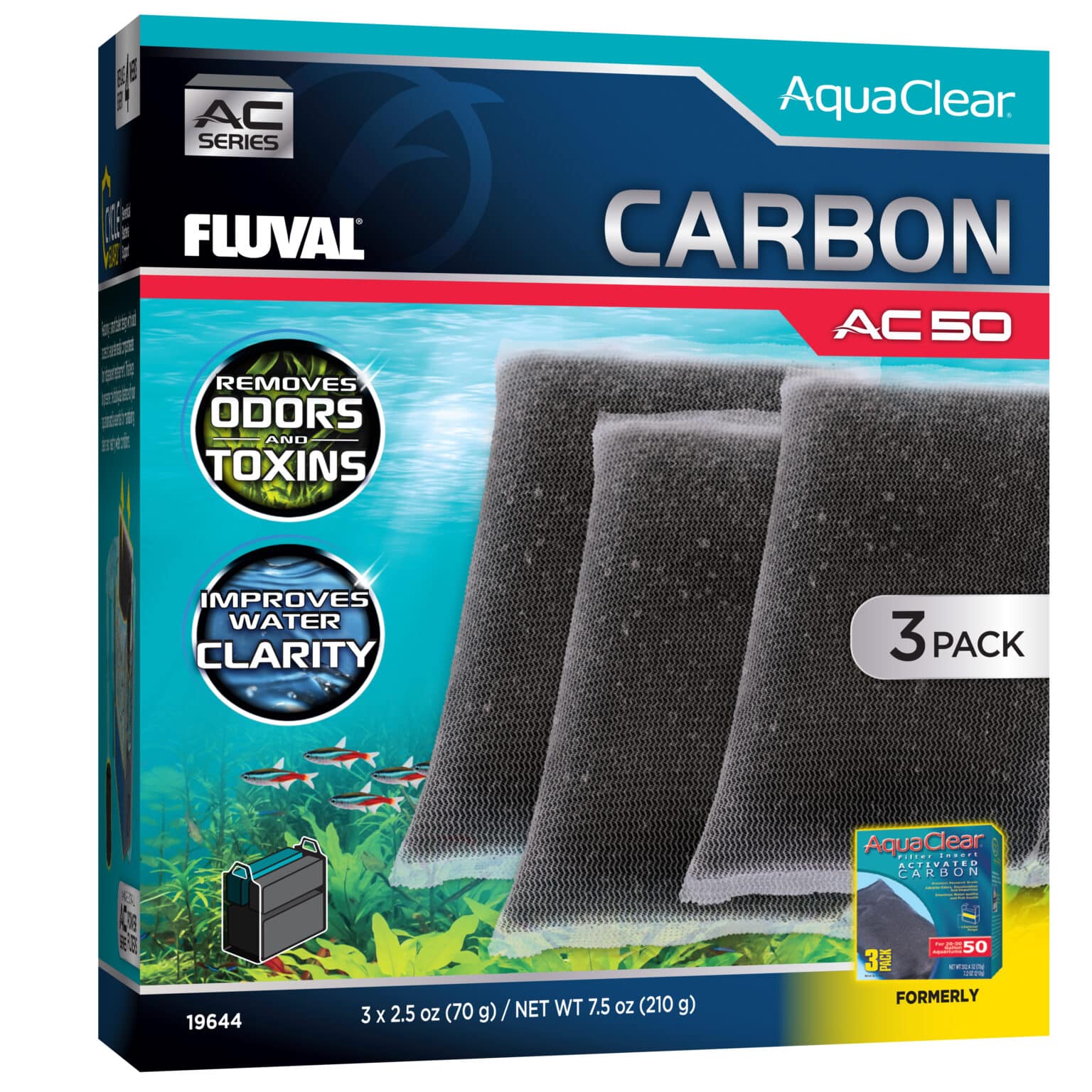 Hagen Fluval Aquaclear Carbon for AC50 Power Filter, 7.5 oz 3pk - Image 1
