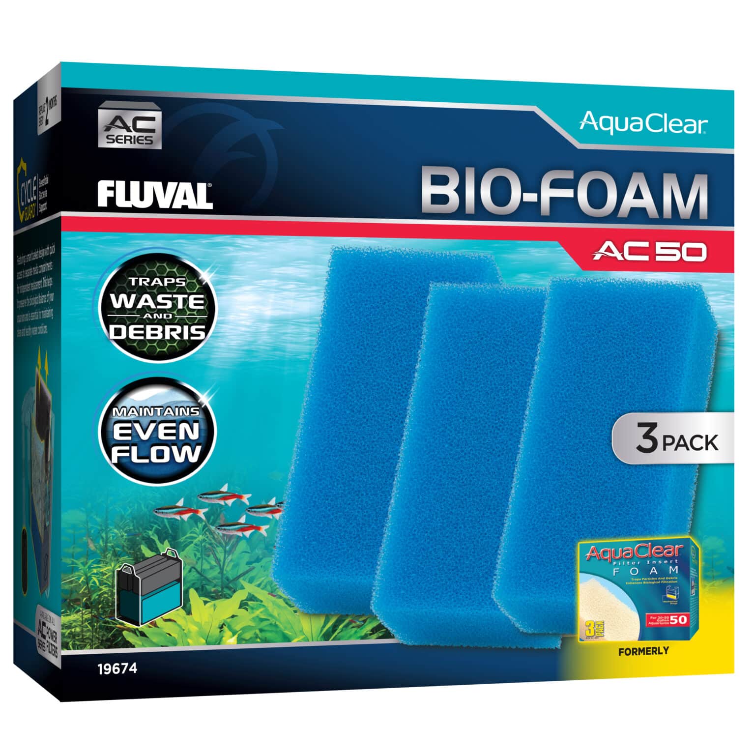 Hagen Fluval Aquaclear Bio-Foam for AC50 Power Filter 3pk - Image 1