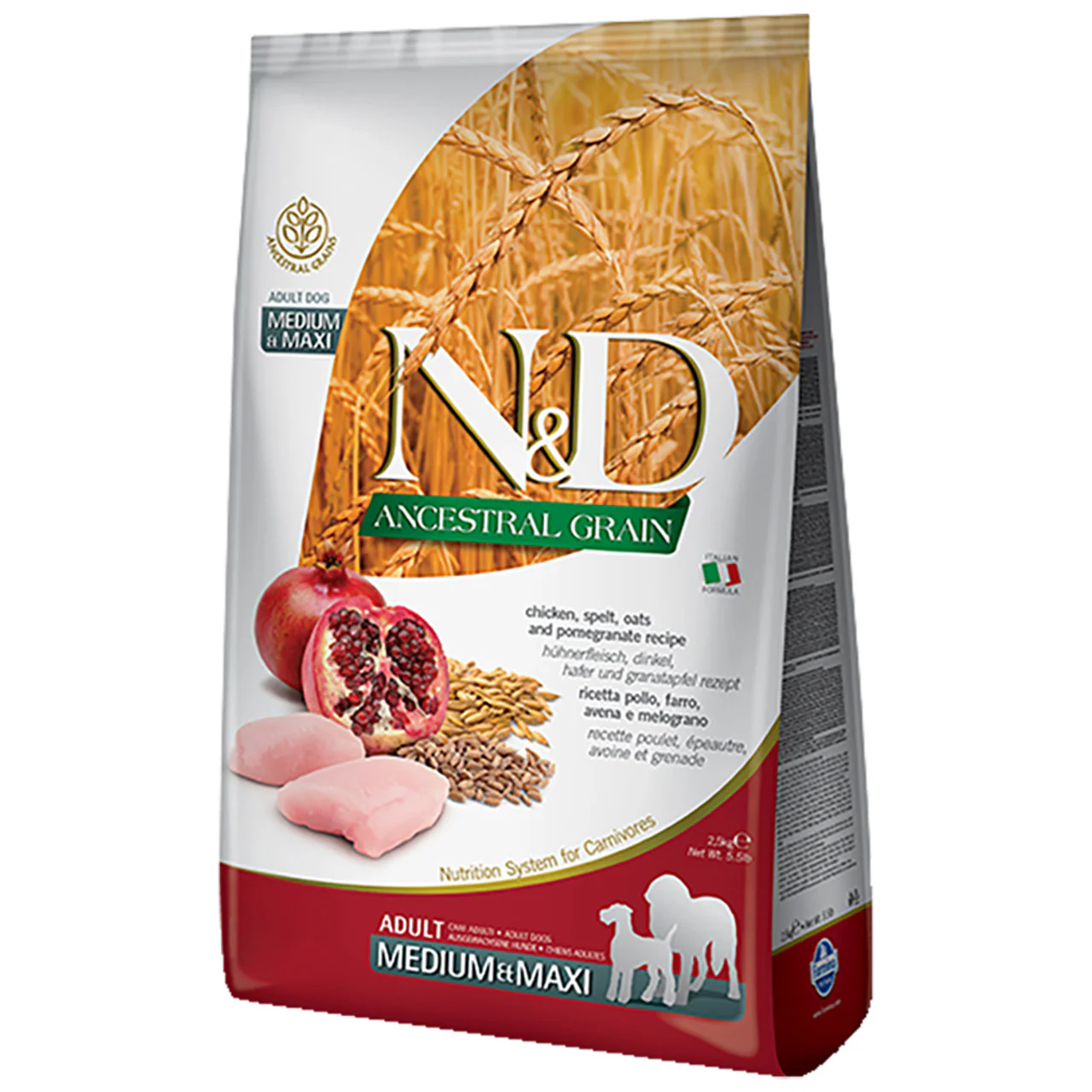 Farmina N&D Ancestral Grain Chicken, Spelt, Oats & Pomegranate Recipe Adult Medium/Large Breed Dry Dog Food 26.5lb - Image 1