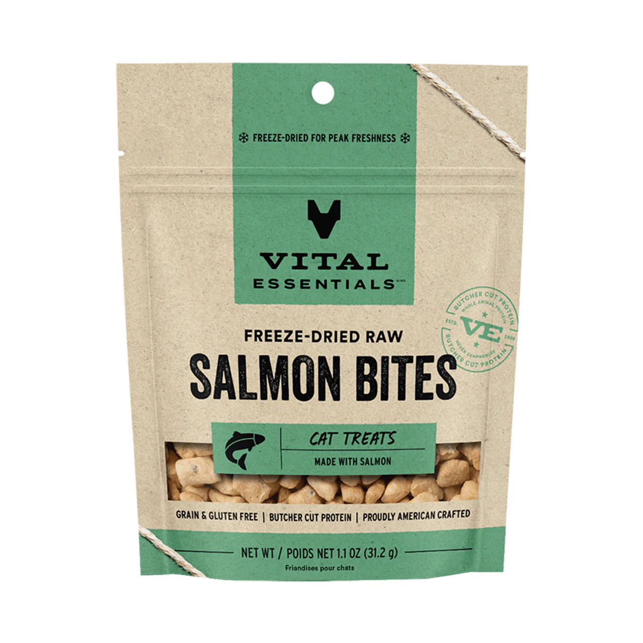 Vital Essentials Salmon Bites Freeze-Dried Raw Cat Treats 1.1 oz - Image 1