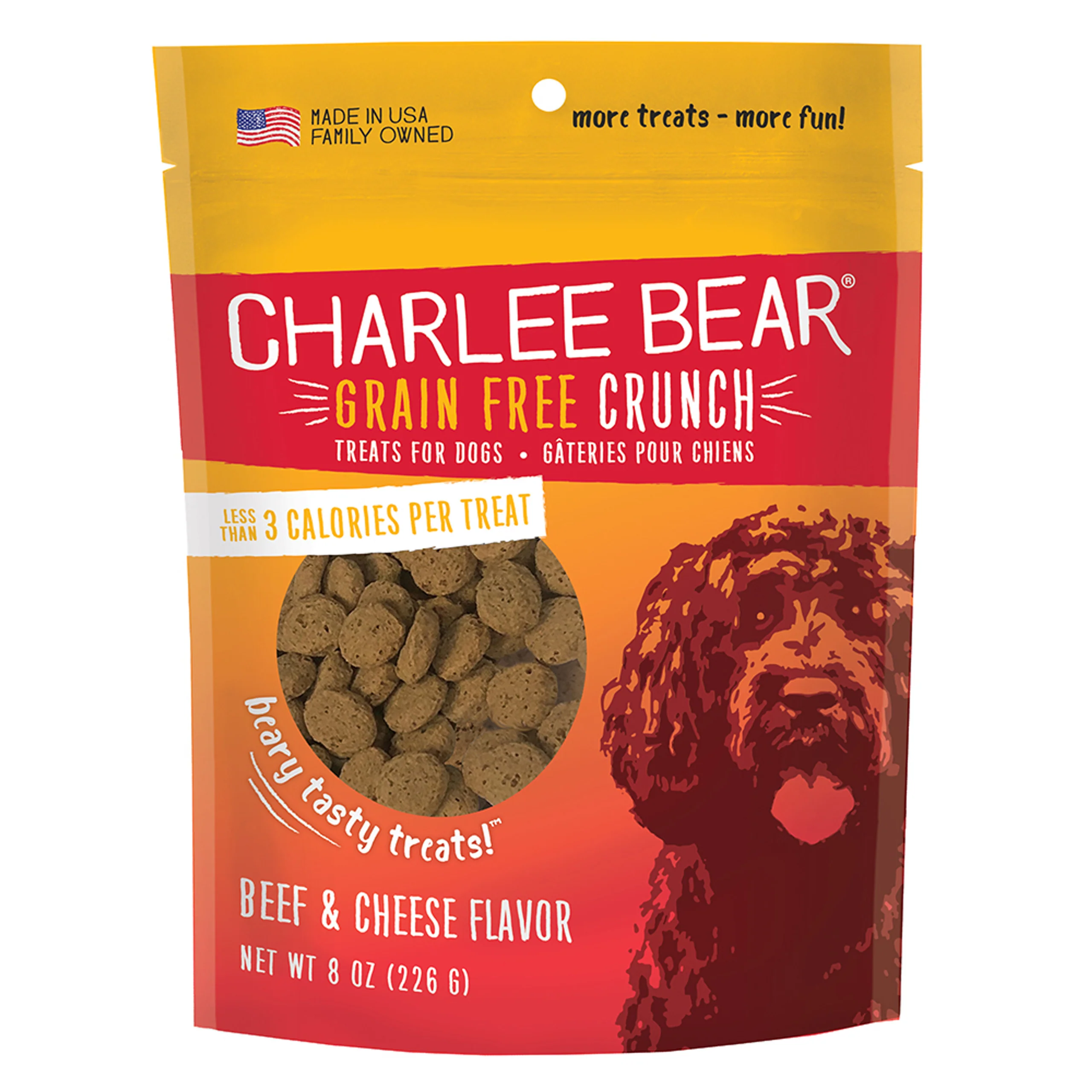 Charlee Bear Grain Free Beef and Cheese Crunch Dog Treats 8oz - Image 1