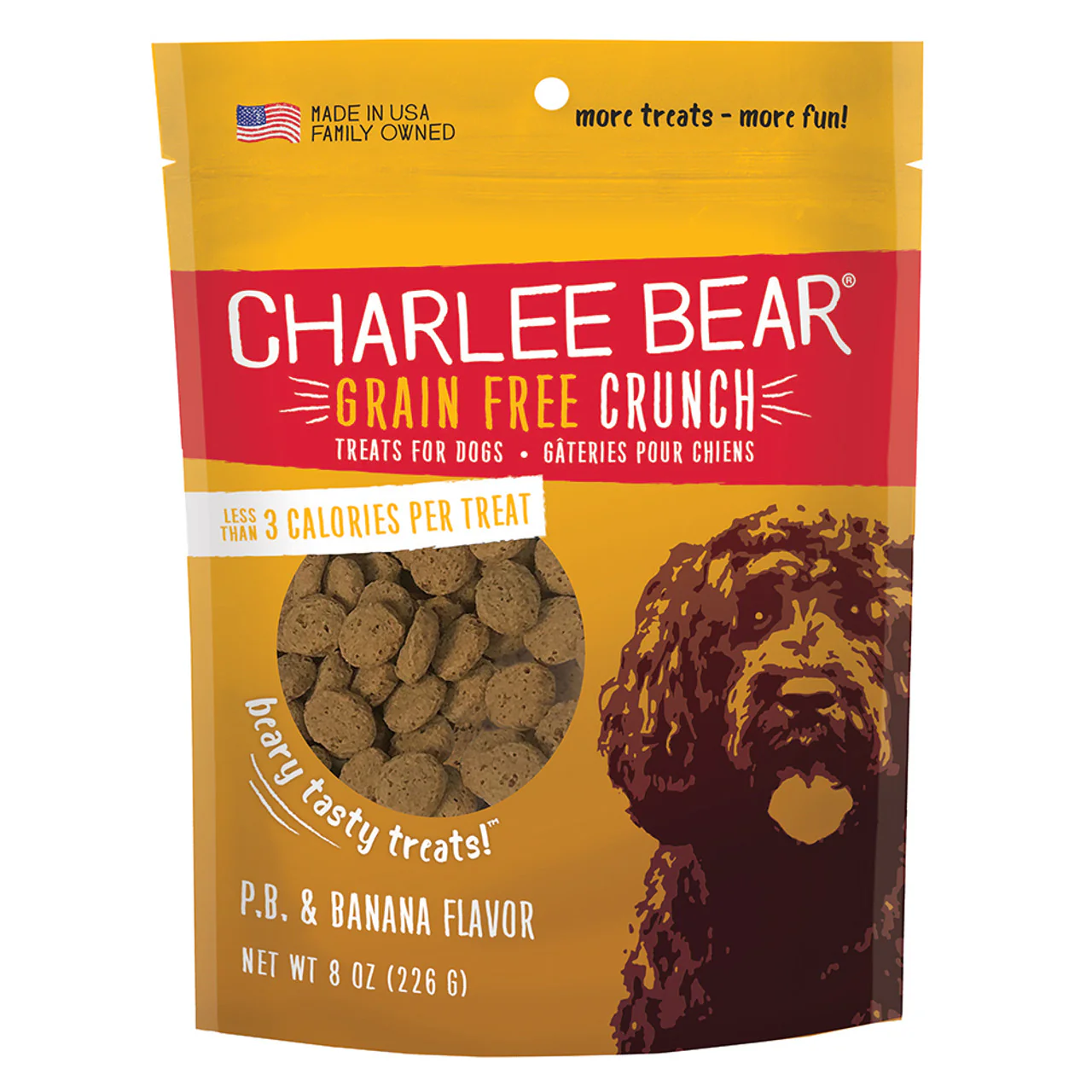 Charlee Bear Grain Free Peanut Butter Banana Crunch Dog Treats 8oz - Image 1