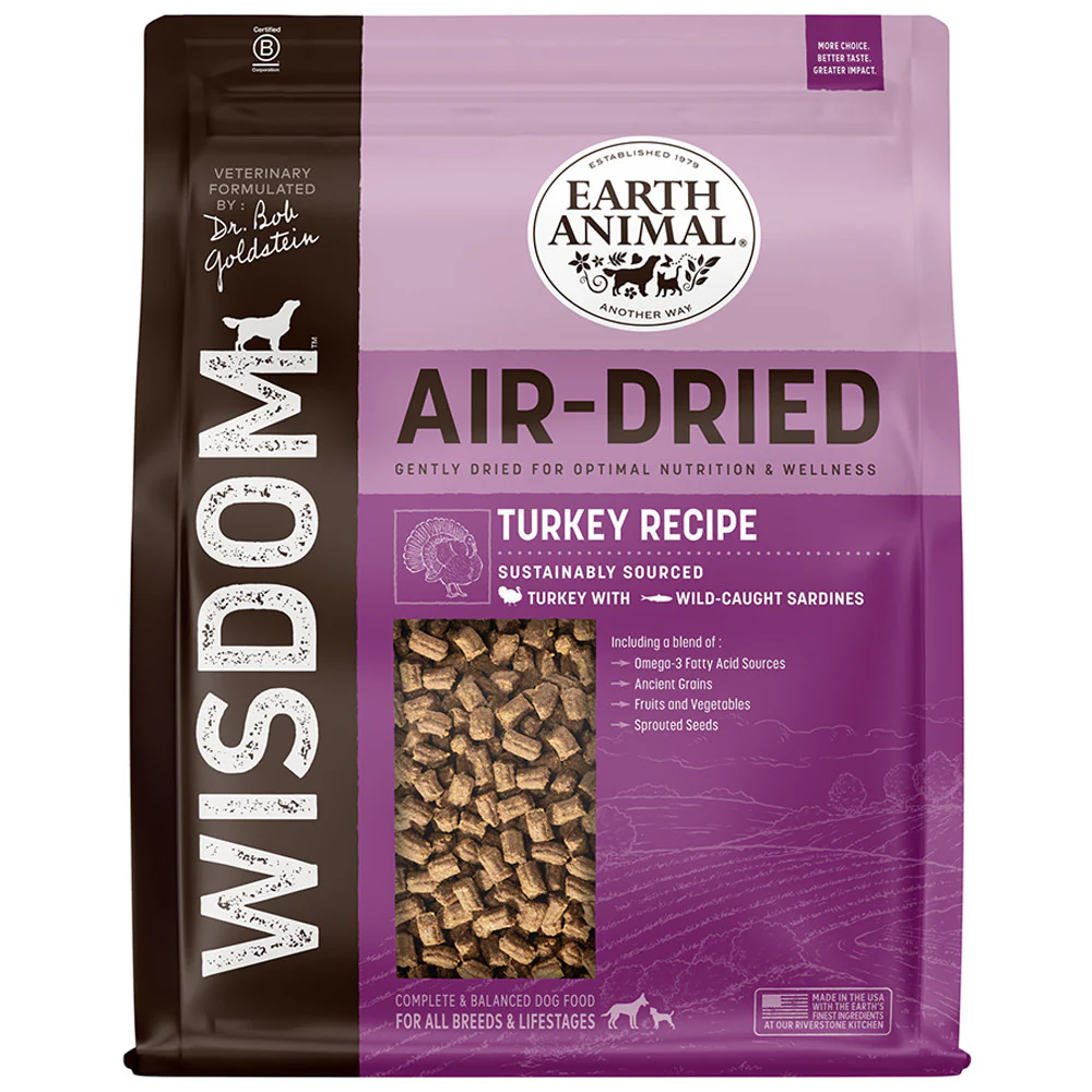 Earth Animal Dr. Bob Goldstein’s Wisdom Air-Dried Turkey Recipe Dog Food 2lb - Image 1