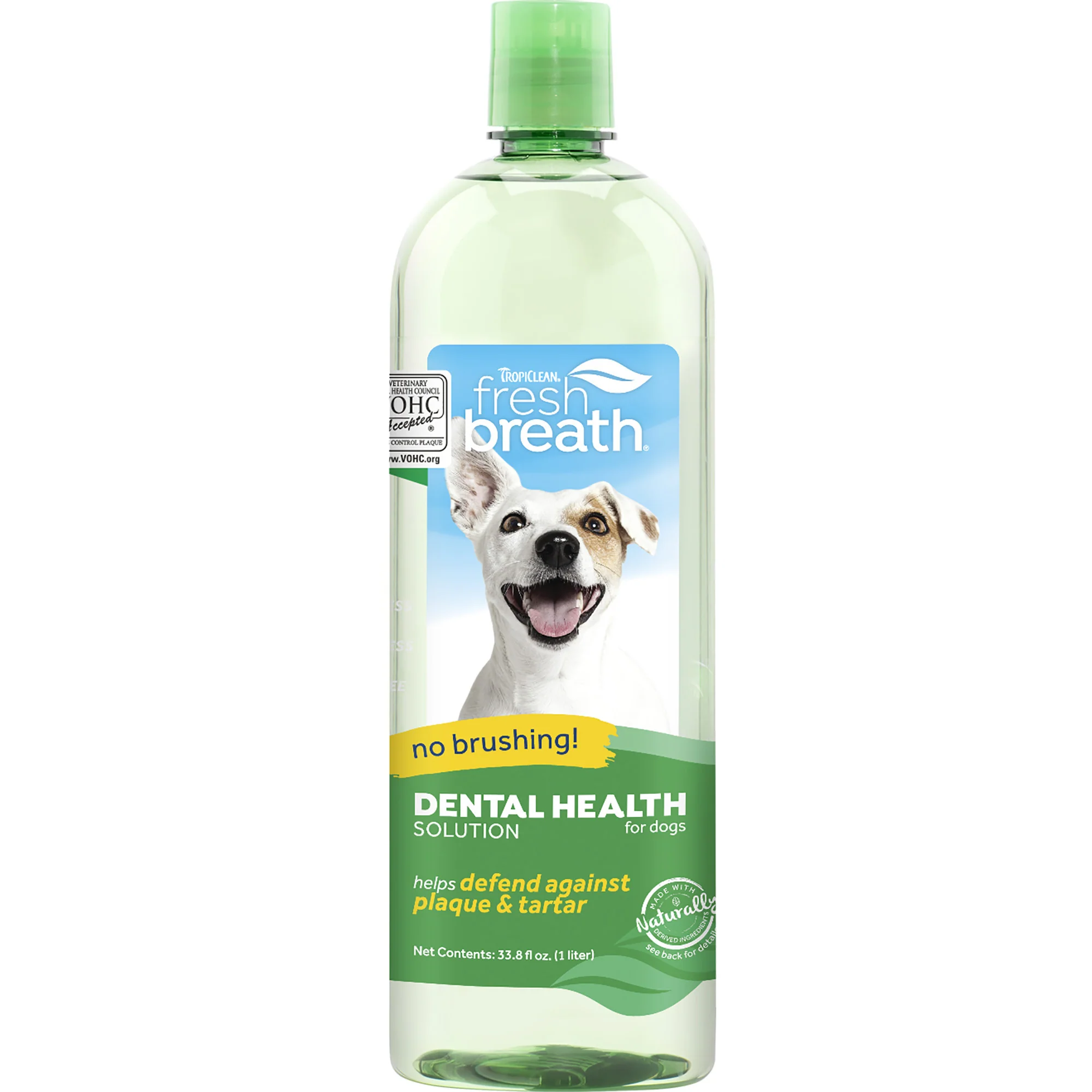 TropiClean Fresh Breath Dental Health Solution for Dogs, 33.8oz - Image 1
