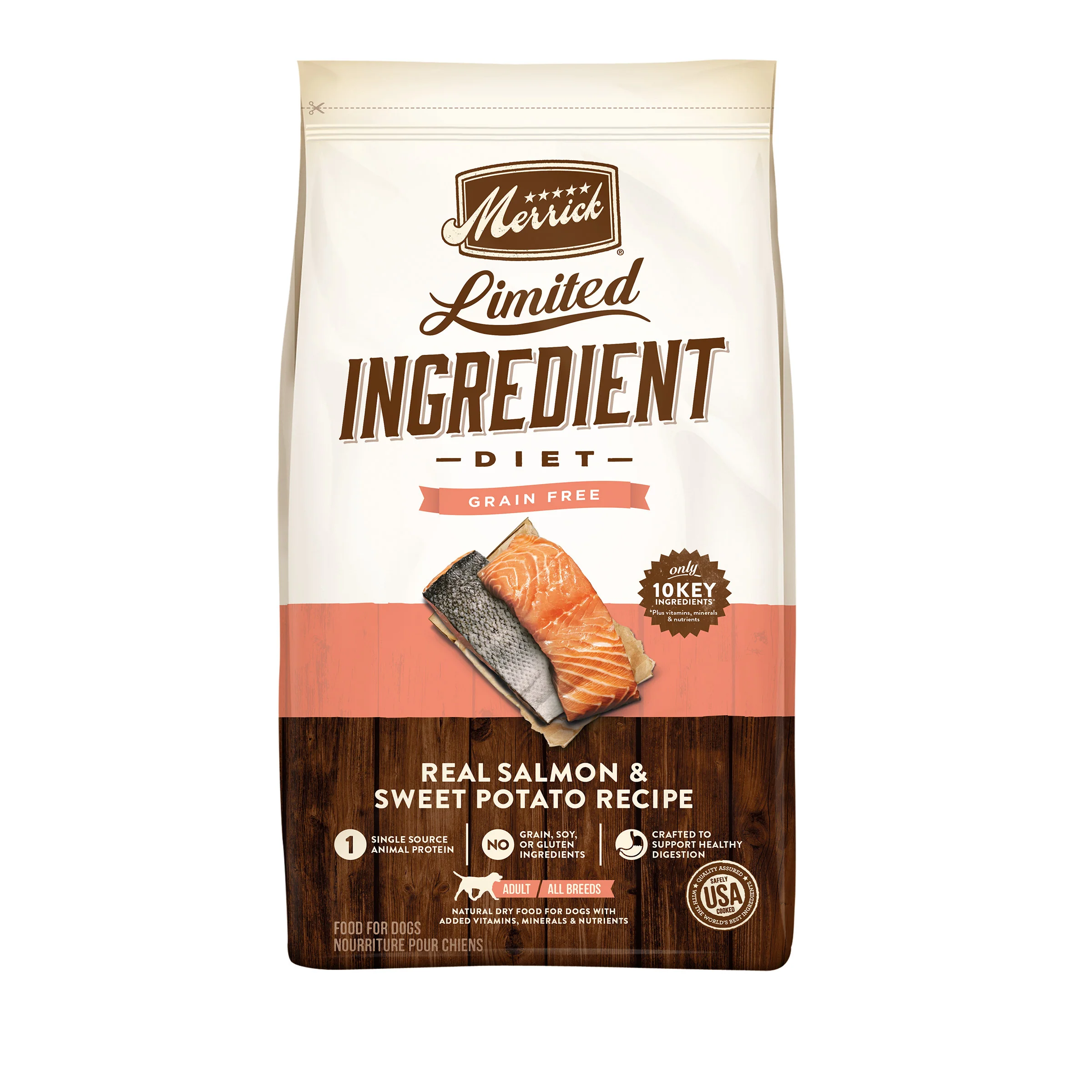 Merrick Limited Ingredient Diet Grain Free Dry Dog Food, Premium And Healthy Kibble, Salmon And Sweet Potato 22lb - Image 1