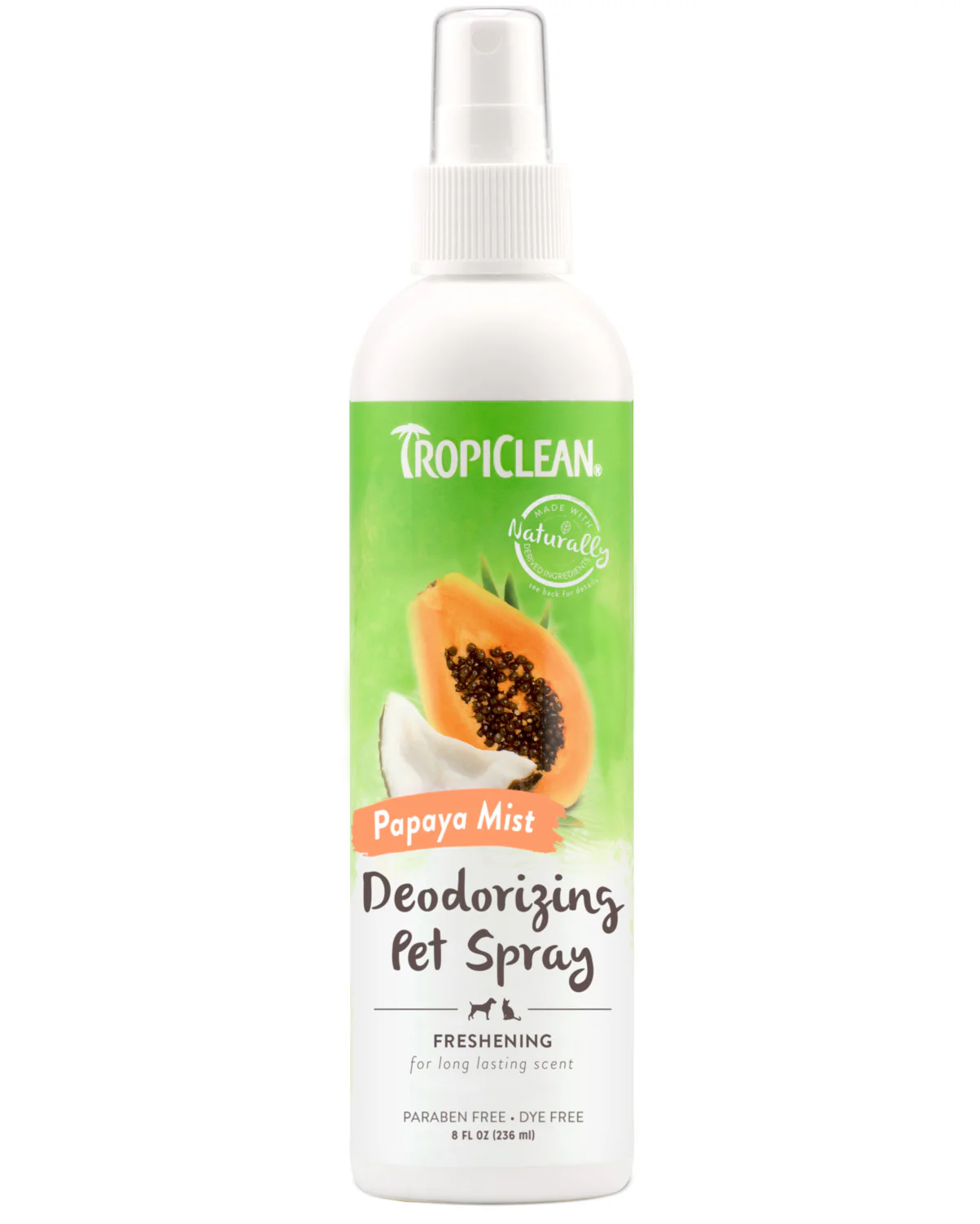 TropiClean Papaya Mist Deodorizing Spray for Pets, 8oz - Image 1