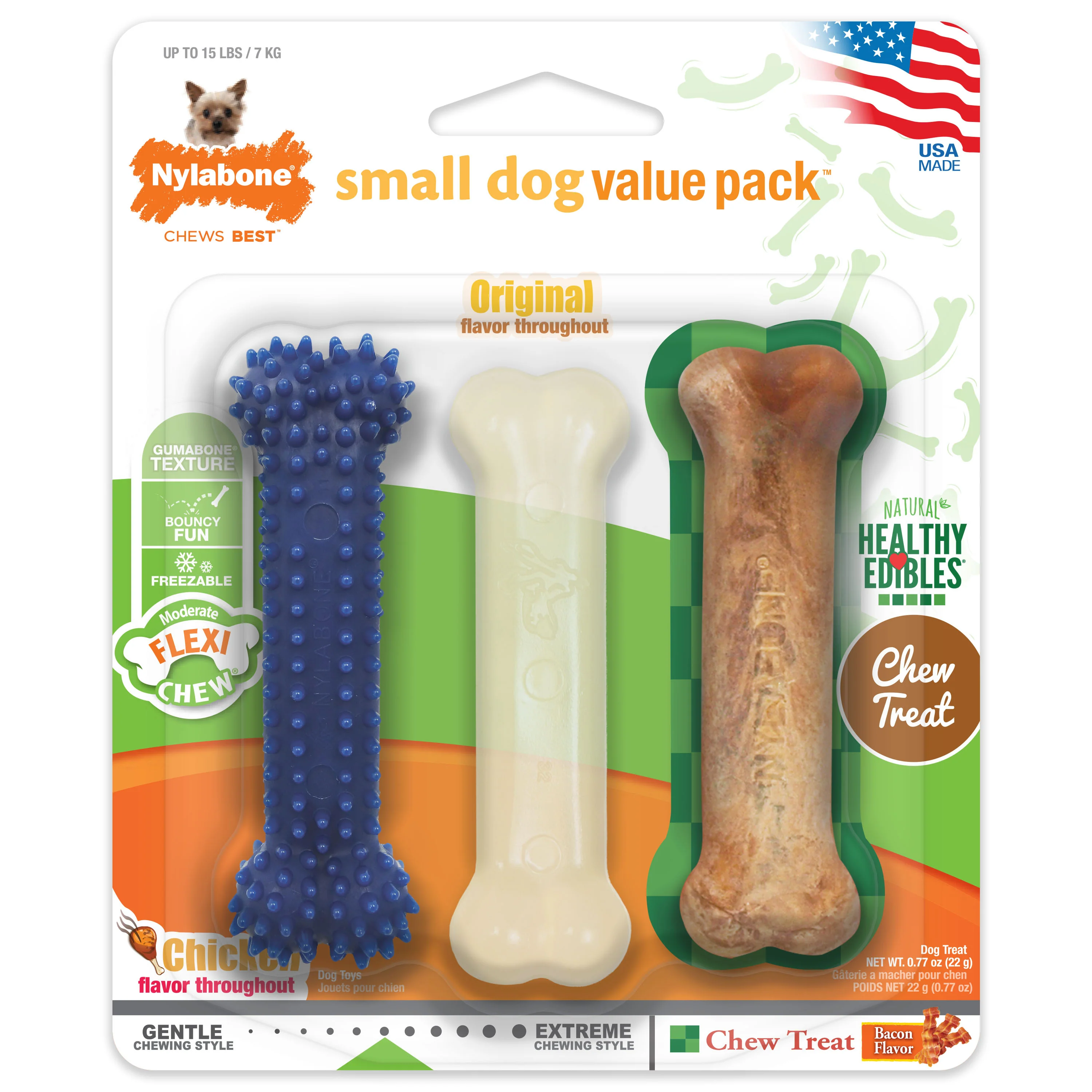 Nylabone Healthy Edibles and Flexi Chew Value Pack Variety X-Small/Petite - Image 1