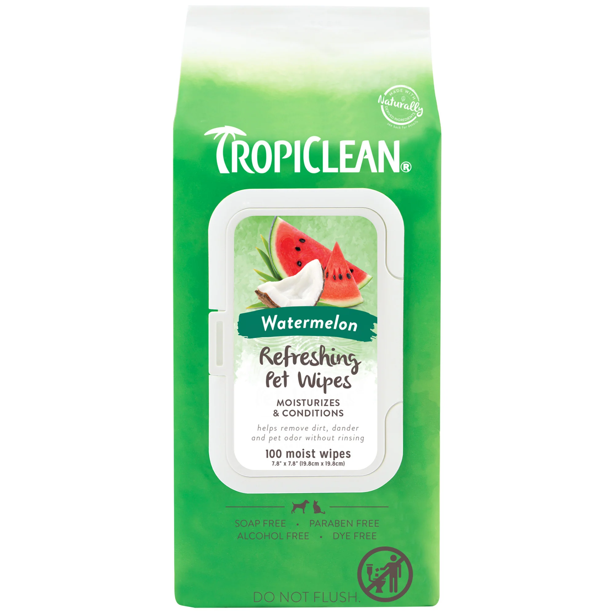 TropiClean Watermelon 2-in-1 Wipes, 100ct - Image 1