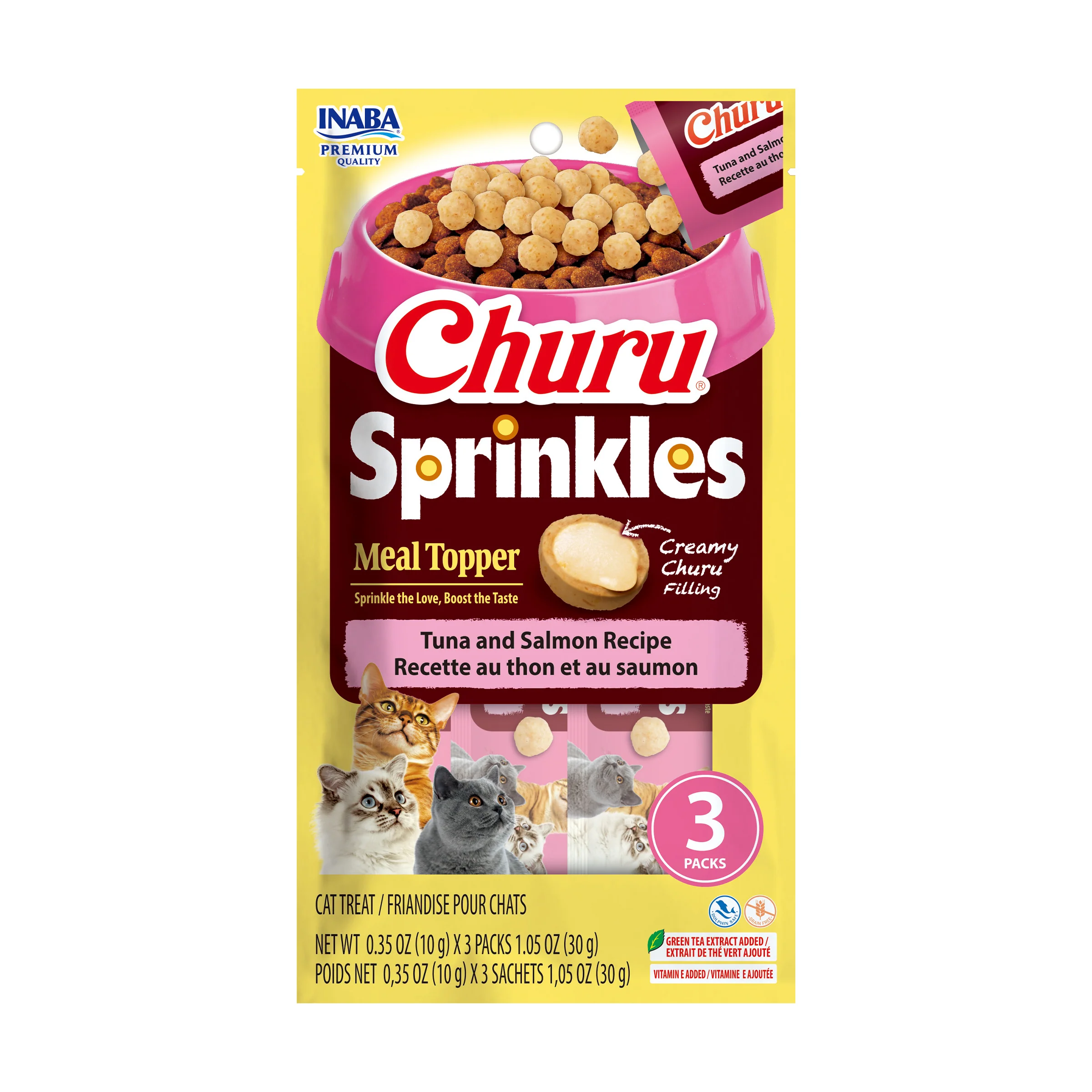 INABA Churu Sprinkles for Cats, 0.35oz 3pk Tuna & Salmon Recipe - Image 1