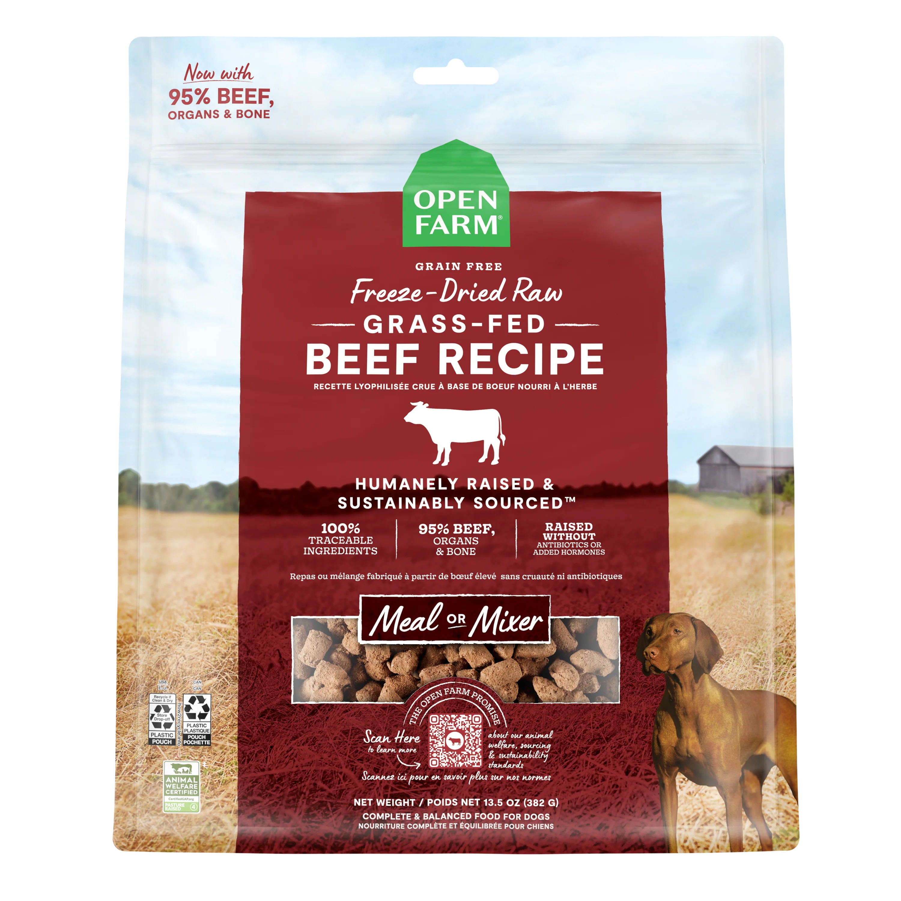 Open Farm Grass-Fed Beef Recipe Freeze Dried Raw Morsels For Dogs 31.5oz Bag