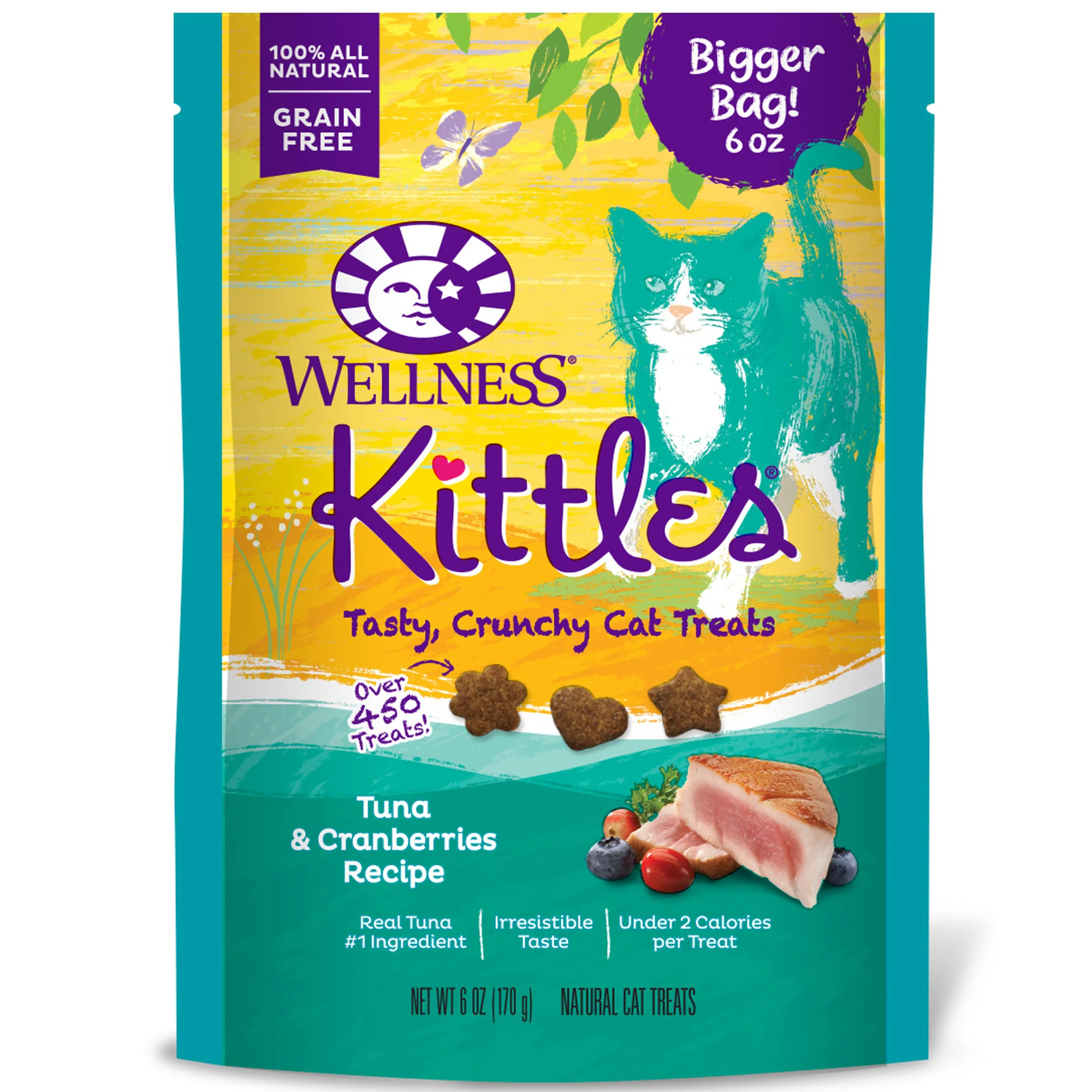 Wellness Kittles Natural Grain Free Cat Treats Tuna & Cranberries 6oz Bag - Image 1