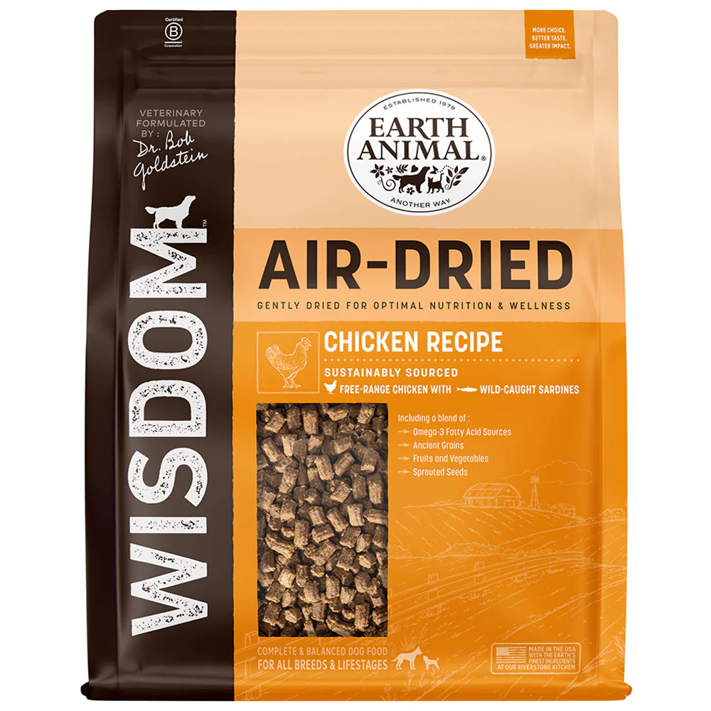 Earth Animal Dr. Bob Goldstein’s Wisdom Air-Dried Chicken Recipe Dog Food 2lb - Image 1