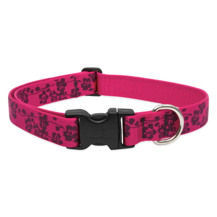Lupine Pet Dog 1 In Wide 12-20 In Adjustable Collar Original Designs Plum Blossom - Image 1