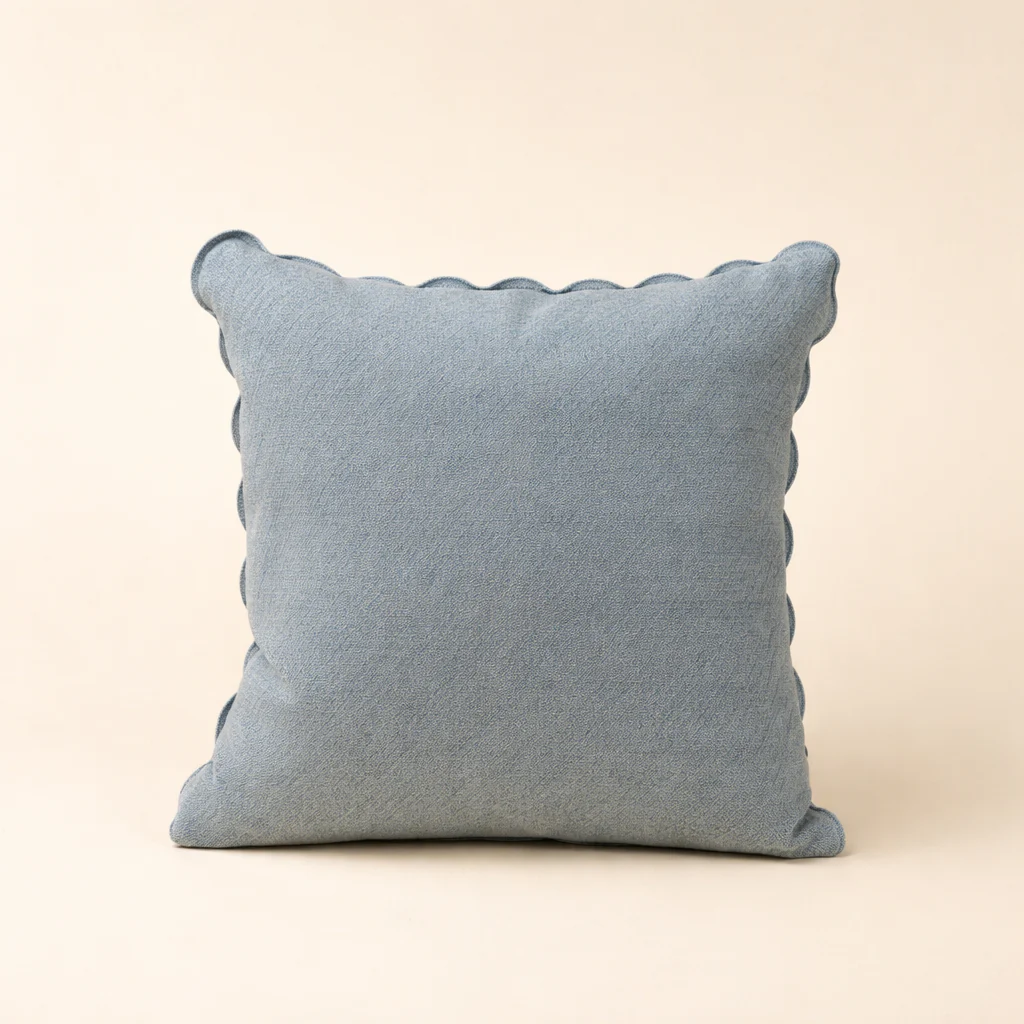Scalloped Slate Blue Pillow - Image 1