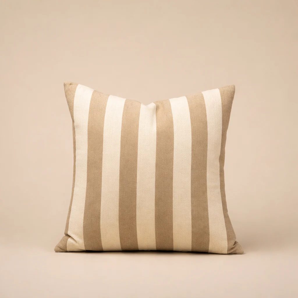 Neutral Wide Woven Stripe Pillow - Image 1