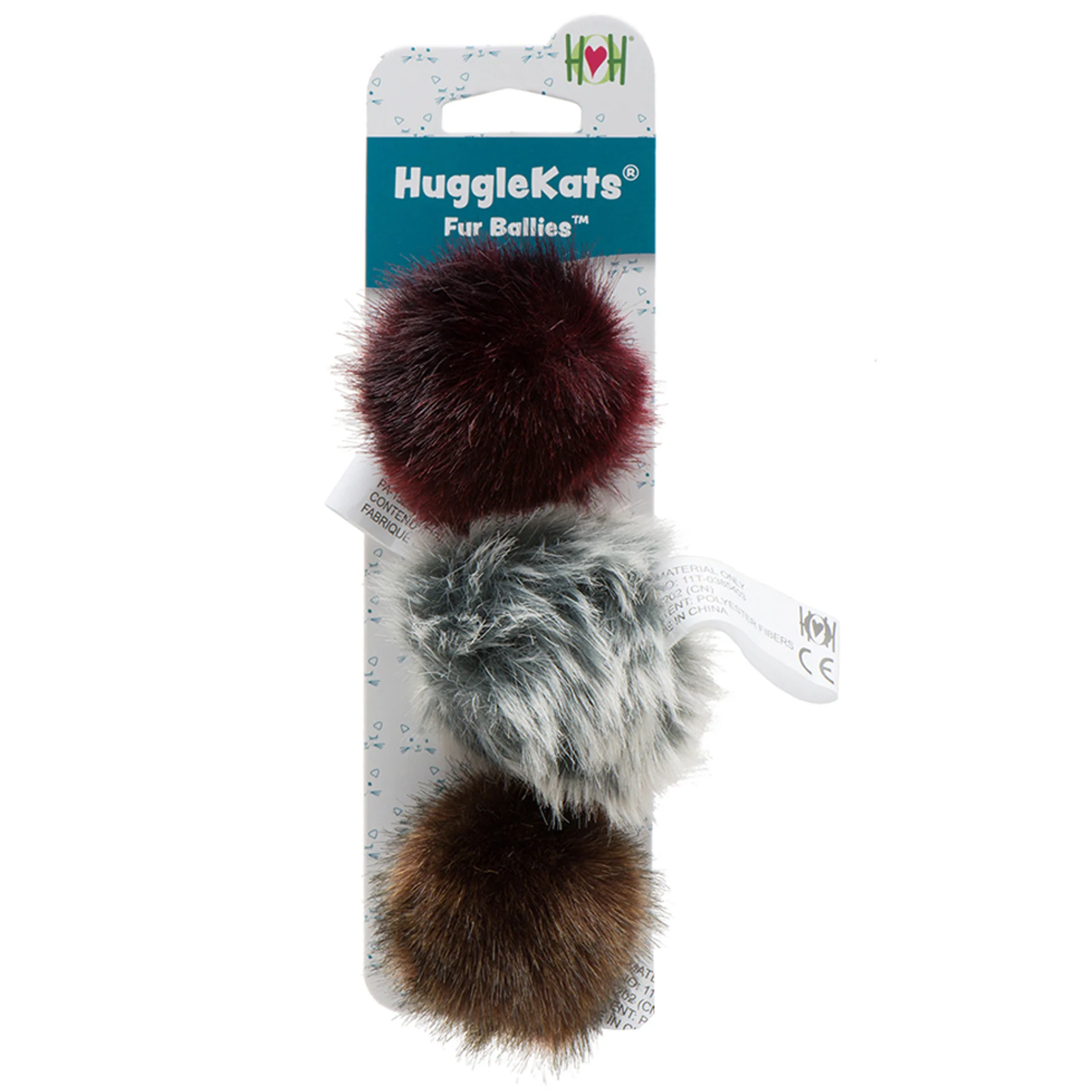 HuggleKats Fur Ballies Plush Cat Toys, 3-Pack - Image 1