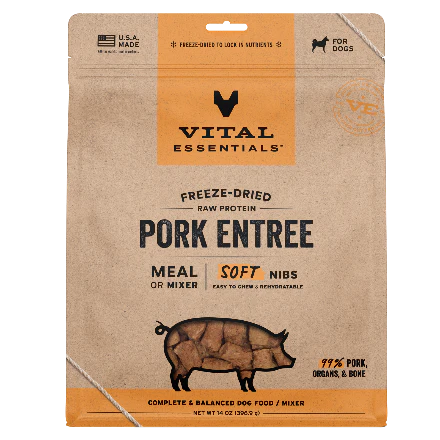 Vital Freeze-Dried Raw Pork Entree & Mixer Dog Food Soft Nibs 14oz - Image 1