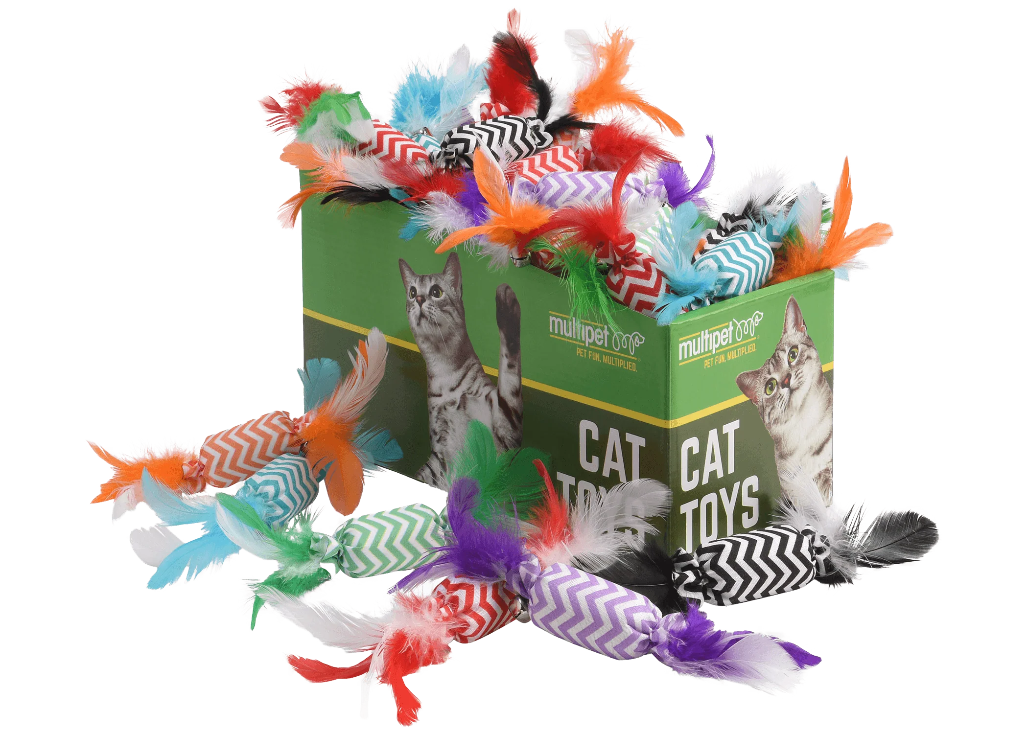 Multipet Cat Toy Candy Crackle with Feathers Catnip 8in Assorted - Image 1