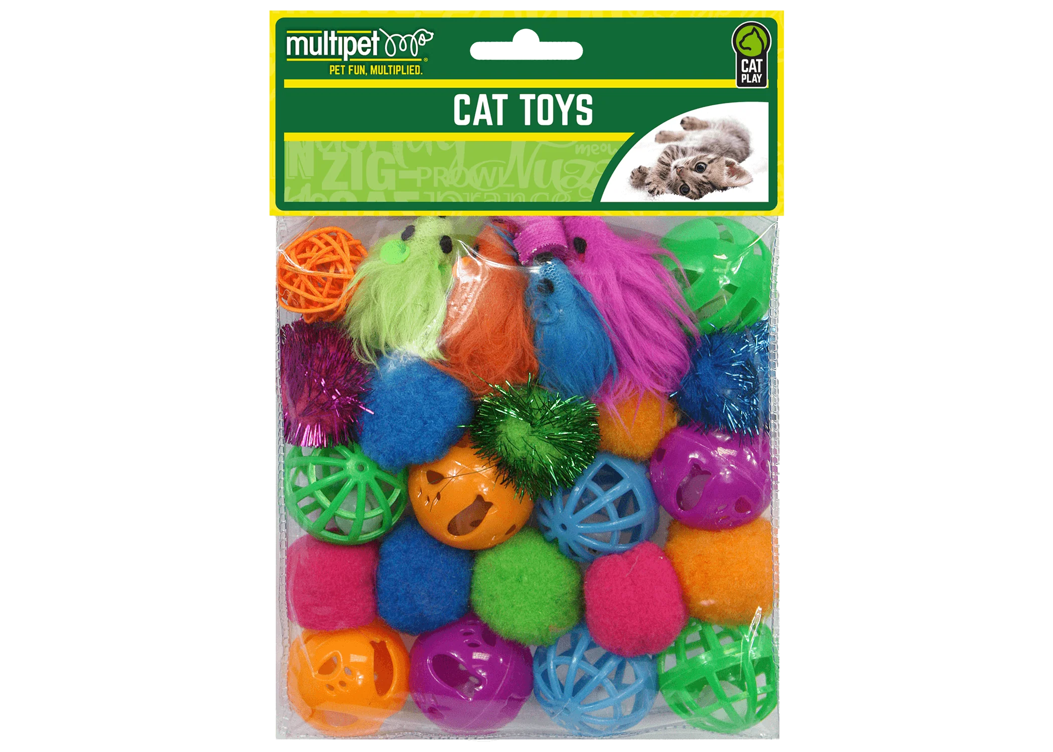 Multipet Cat Toy 24 Piece Balls and Mice Value Pack - Image 1