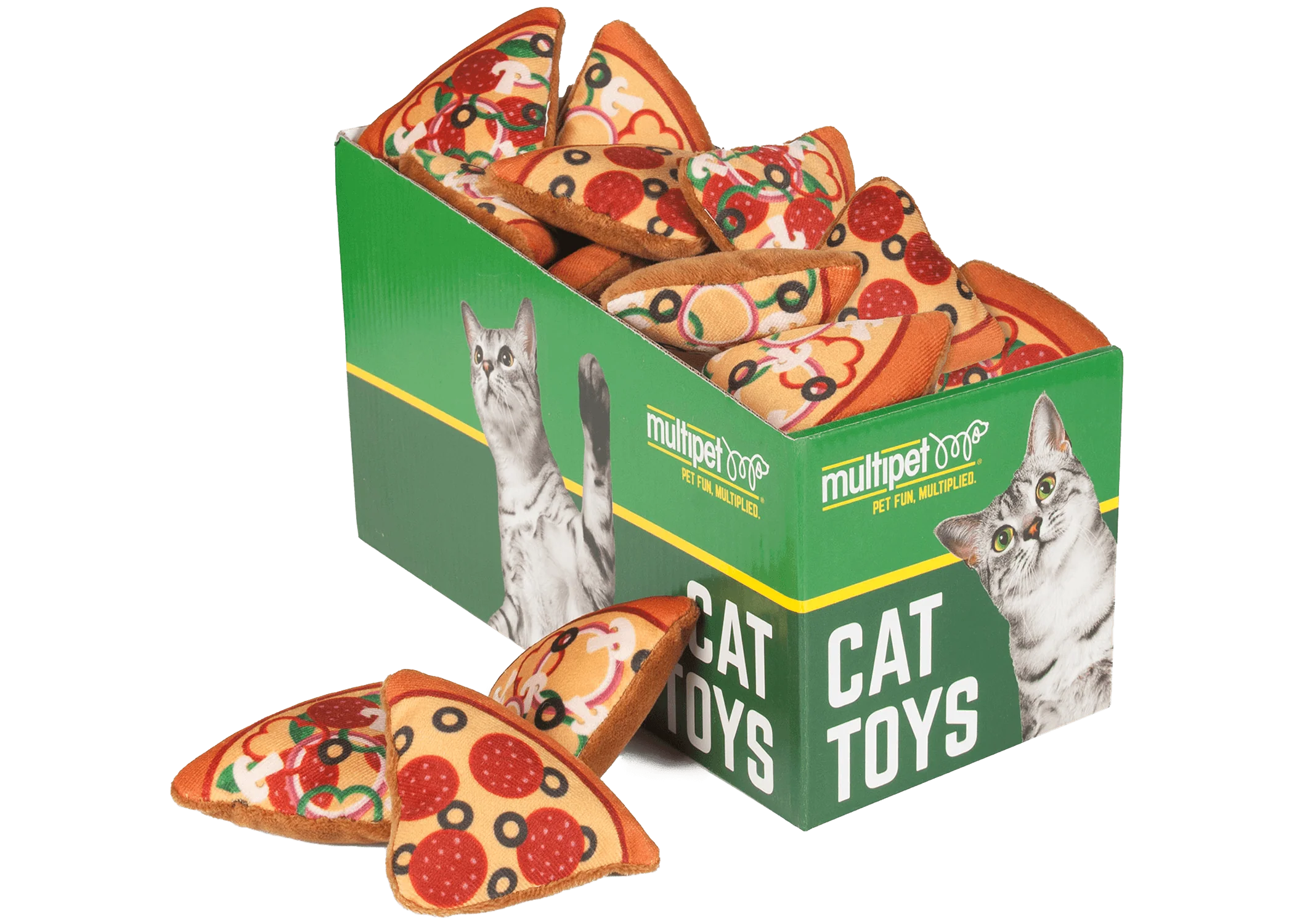 Multipet Cat Toy Pizza Cat Toys Catnip 3.25in Assorted - Image 1