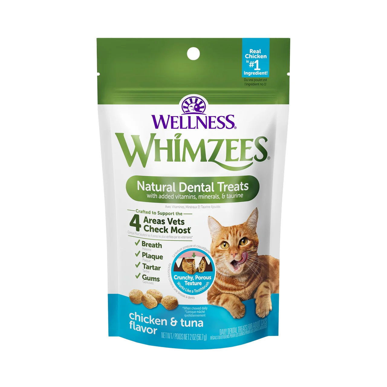 Whimzees Chicken & Tuna Flavor Natural Cat Dental Treats 4.5oz - Image 1