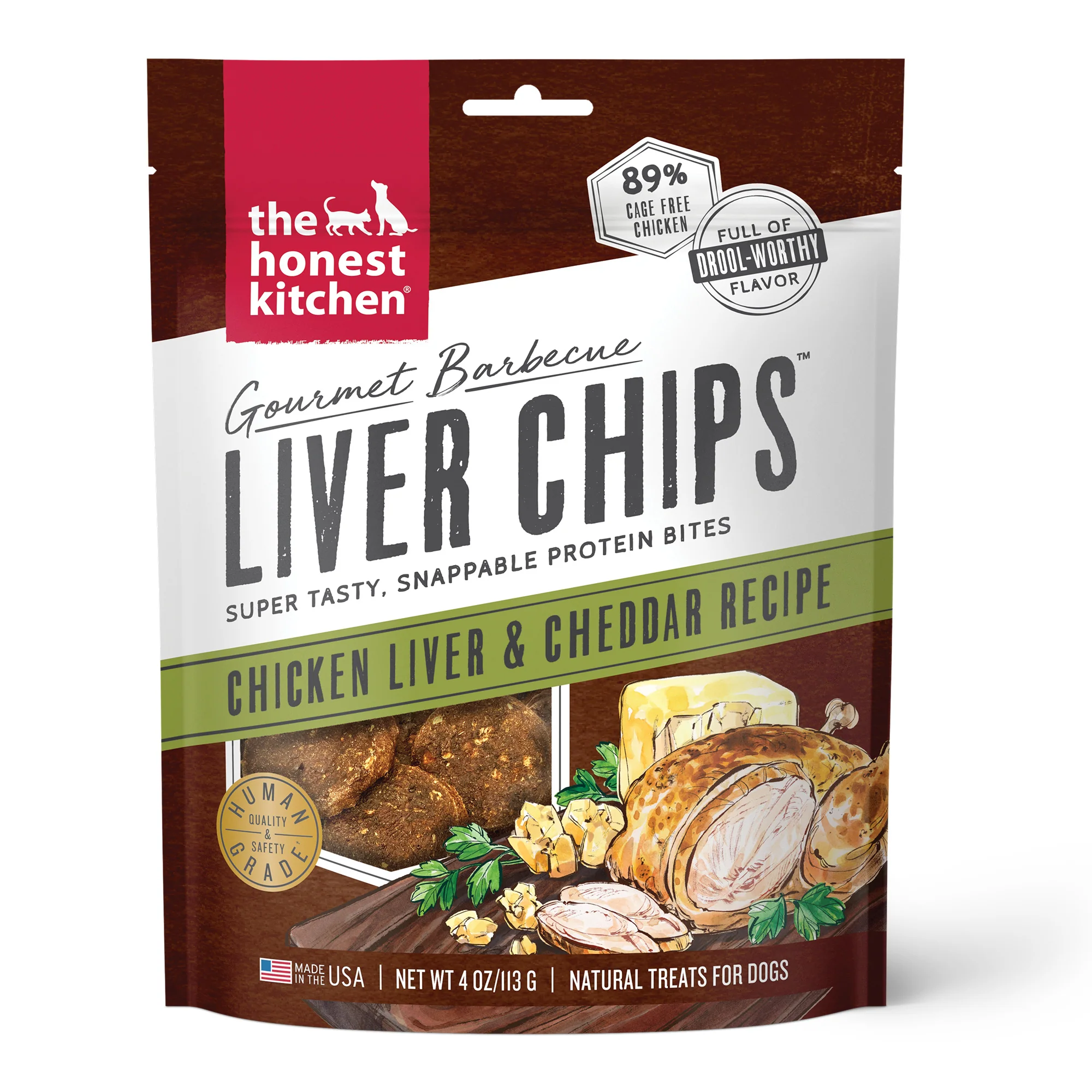 The Honest Kitchen Gourmet Barbecue Liver Chips: Chicken Liver & Cheddar Recipe, 4oz - Image 1