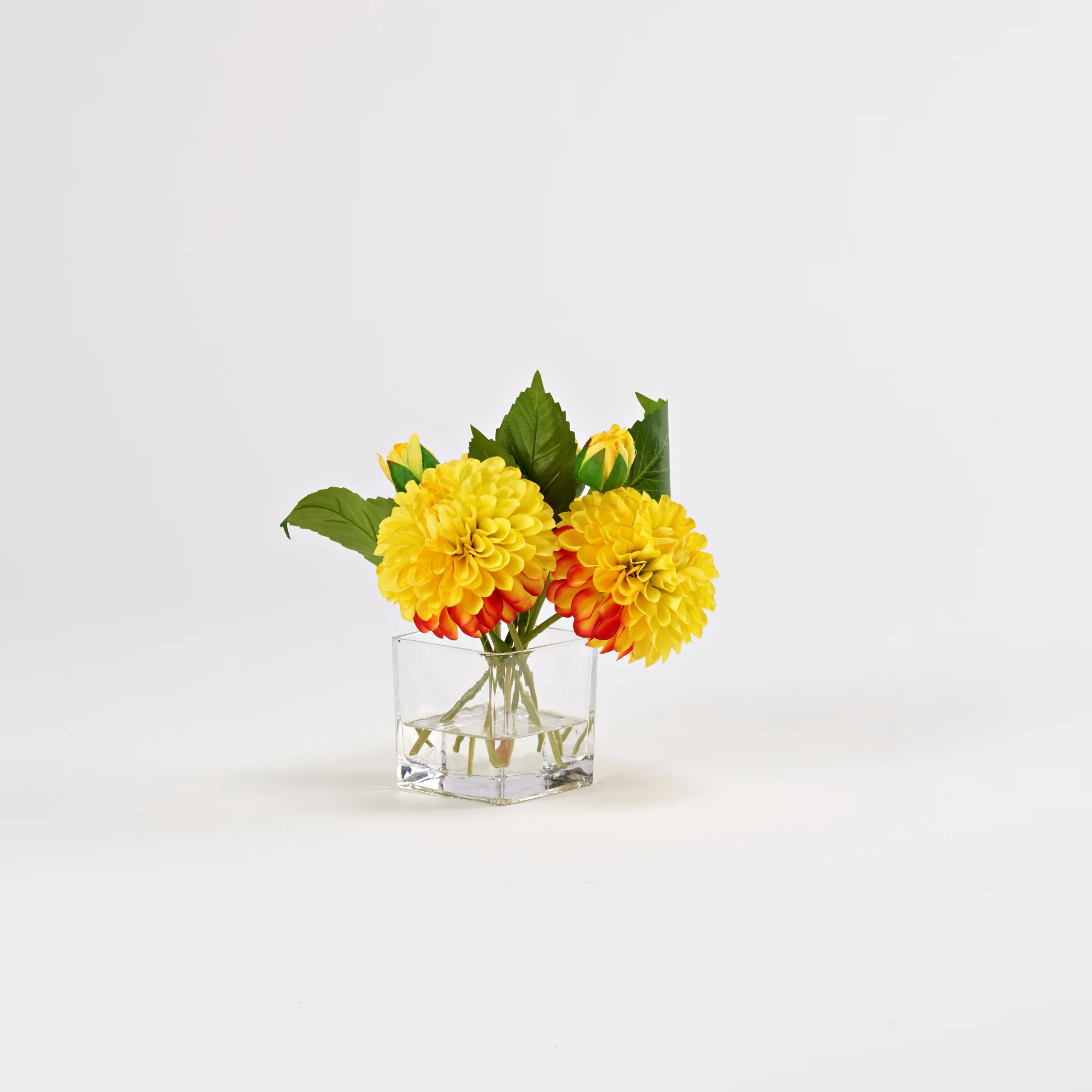 D&W Silks Yellow Dahlias in Tealight Vase - 212225 - Image 1