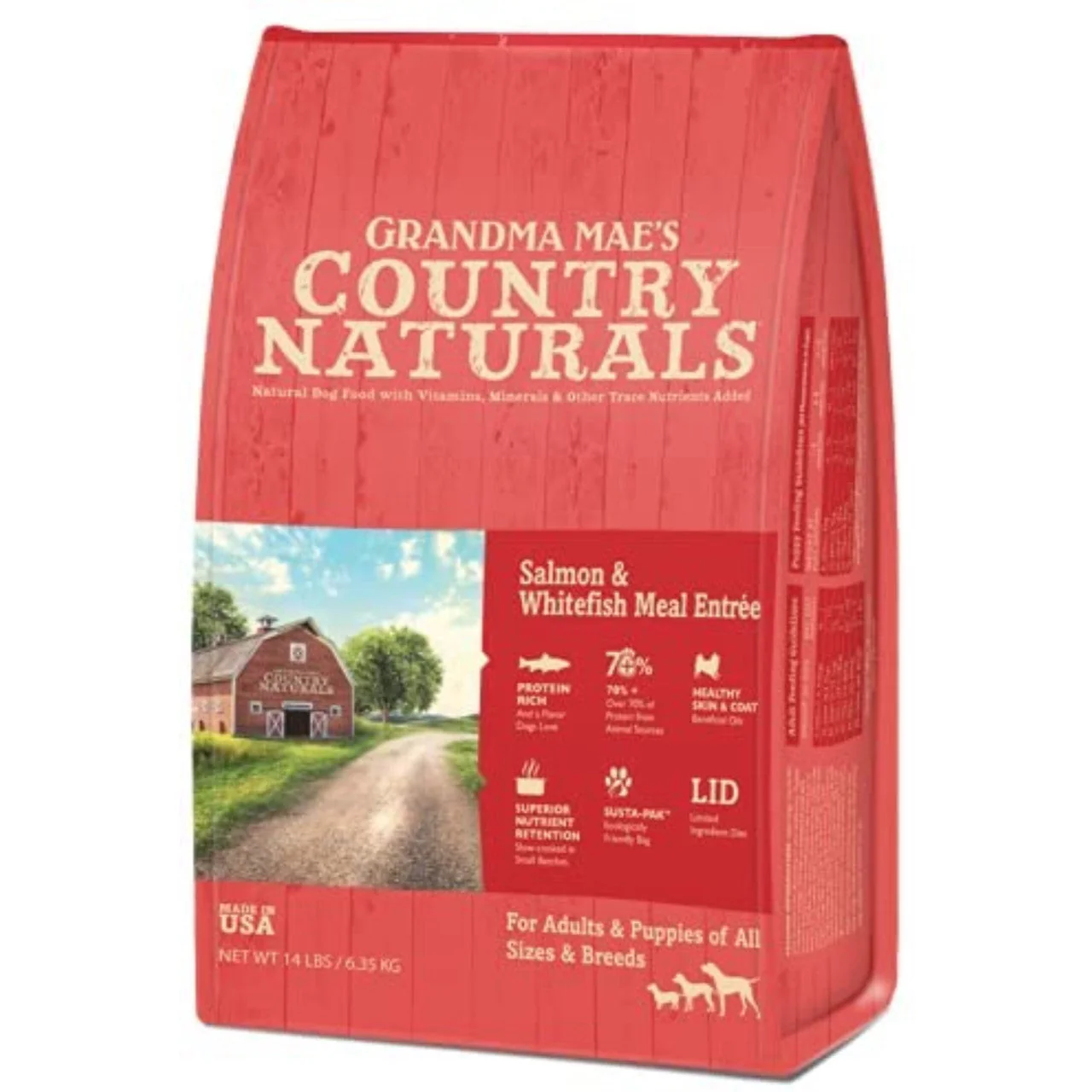 Grandma Mae s Country Naturals Salmon/Whitefish Grain Inclusive Dry Dog Food 12lb - Image 1