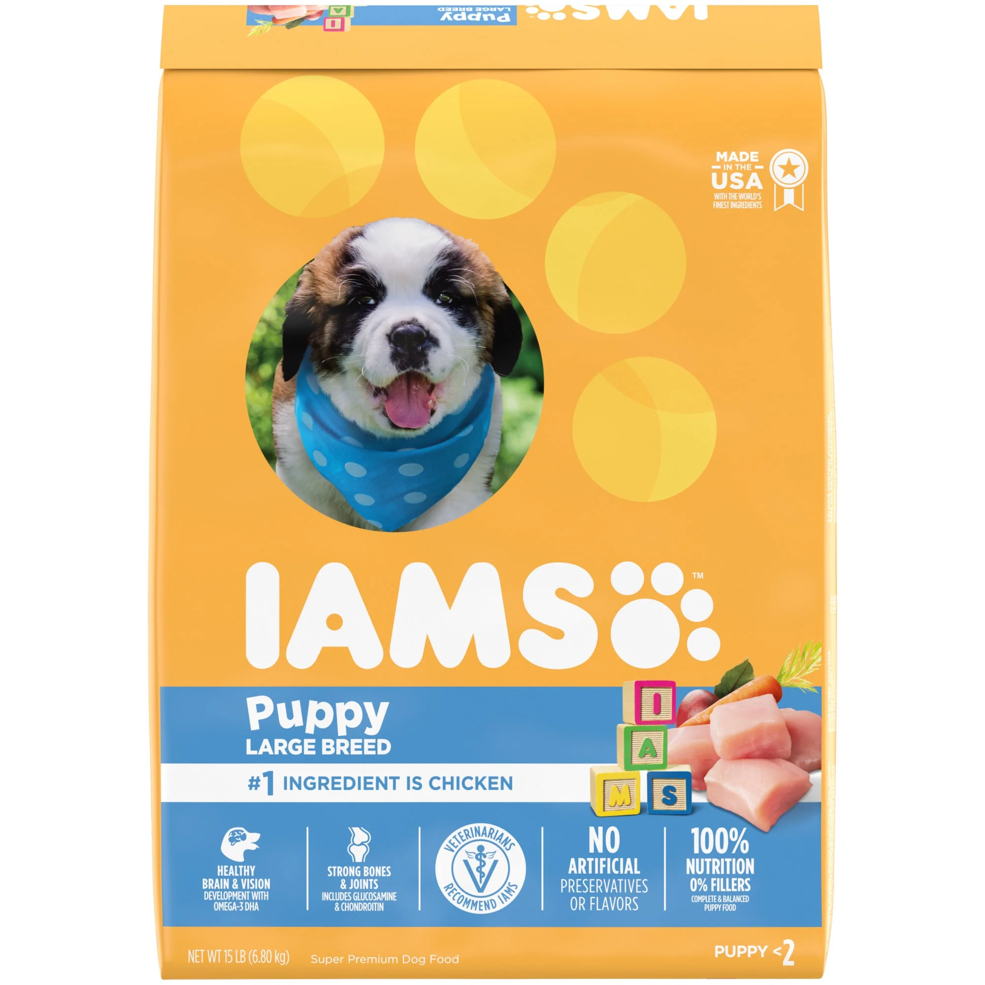 IAMS Smart Puppy Large Breed Dry Puppy Food with Real Chicken  15 lb. Bag - Image 1